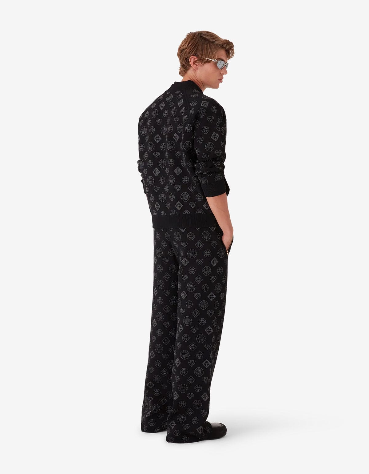 Casblanca Black Monogram Jacquard Trousers M-AW25-KW-1125-01