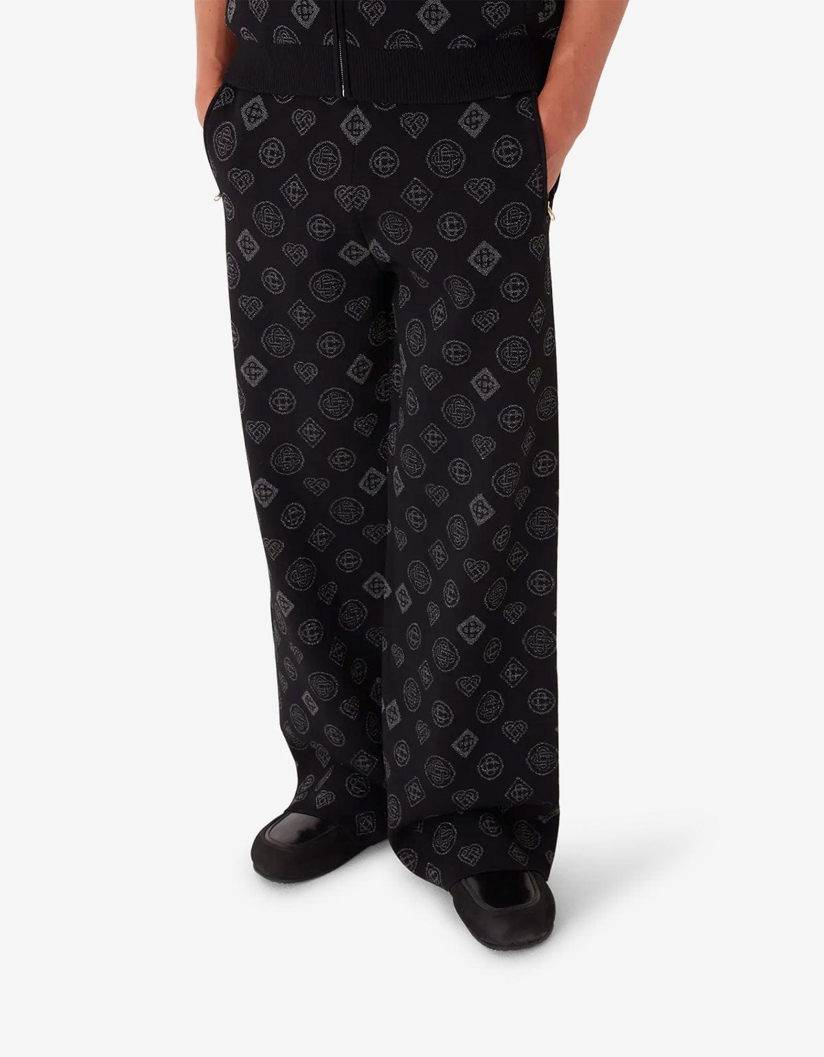 Casblanca Black Monogram Jacquard Trousers M-AW25-KW-1125-01