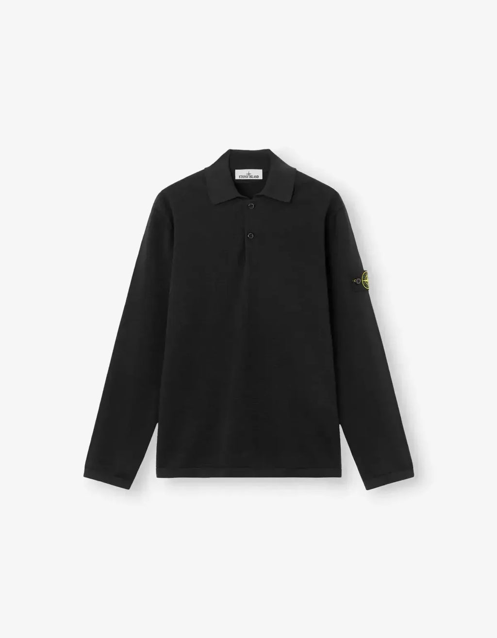 StoneIslandBlackKnitLSPoloShir