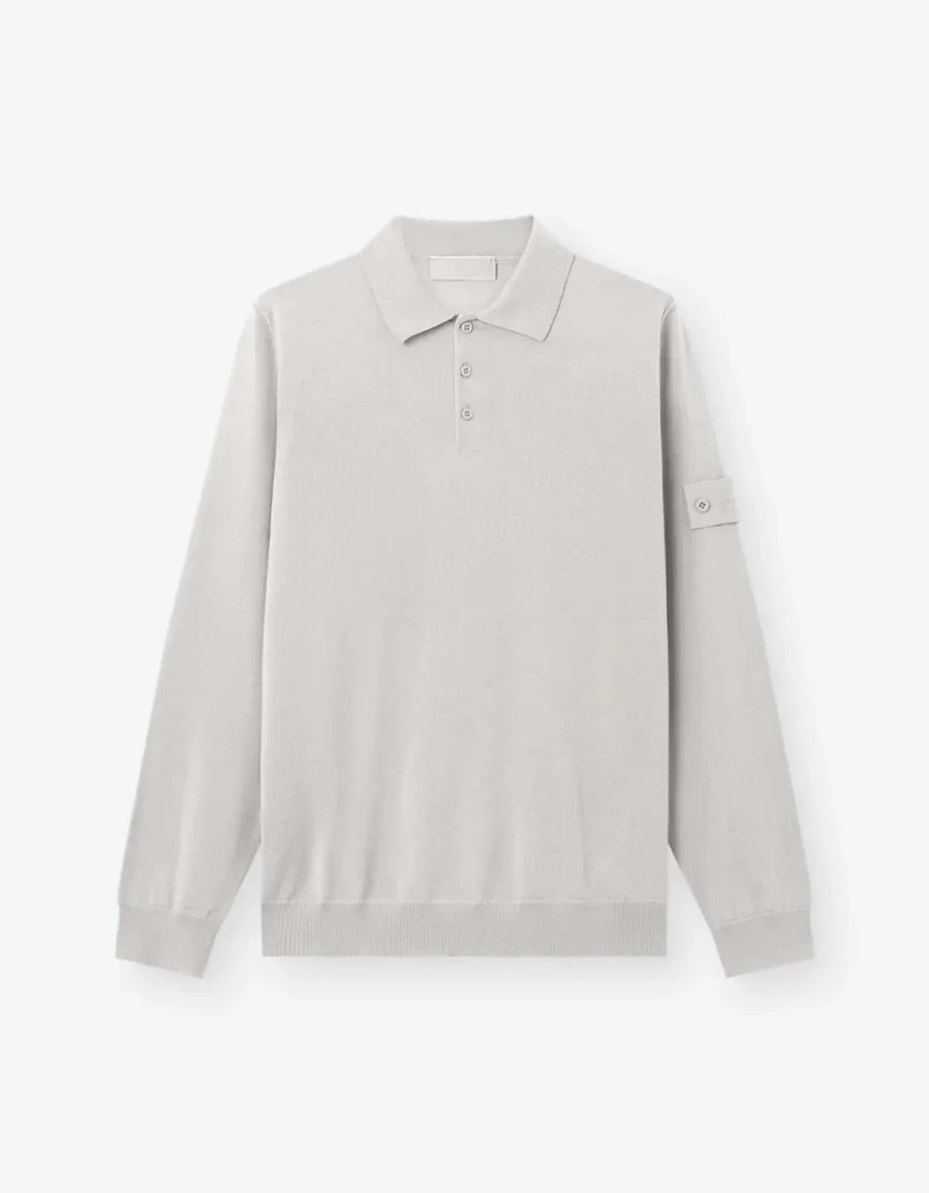トップス STONE  19SS Cotton Jersey Polo-XL Stone Island Ghost Grey Wool Long Sleeve Polo Shirt – mens