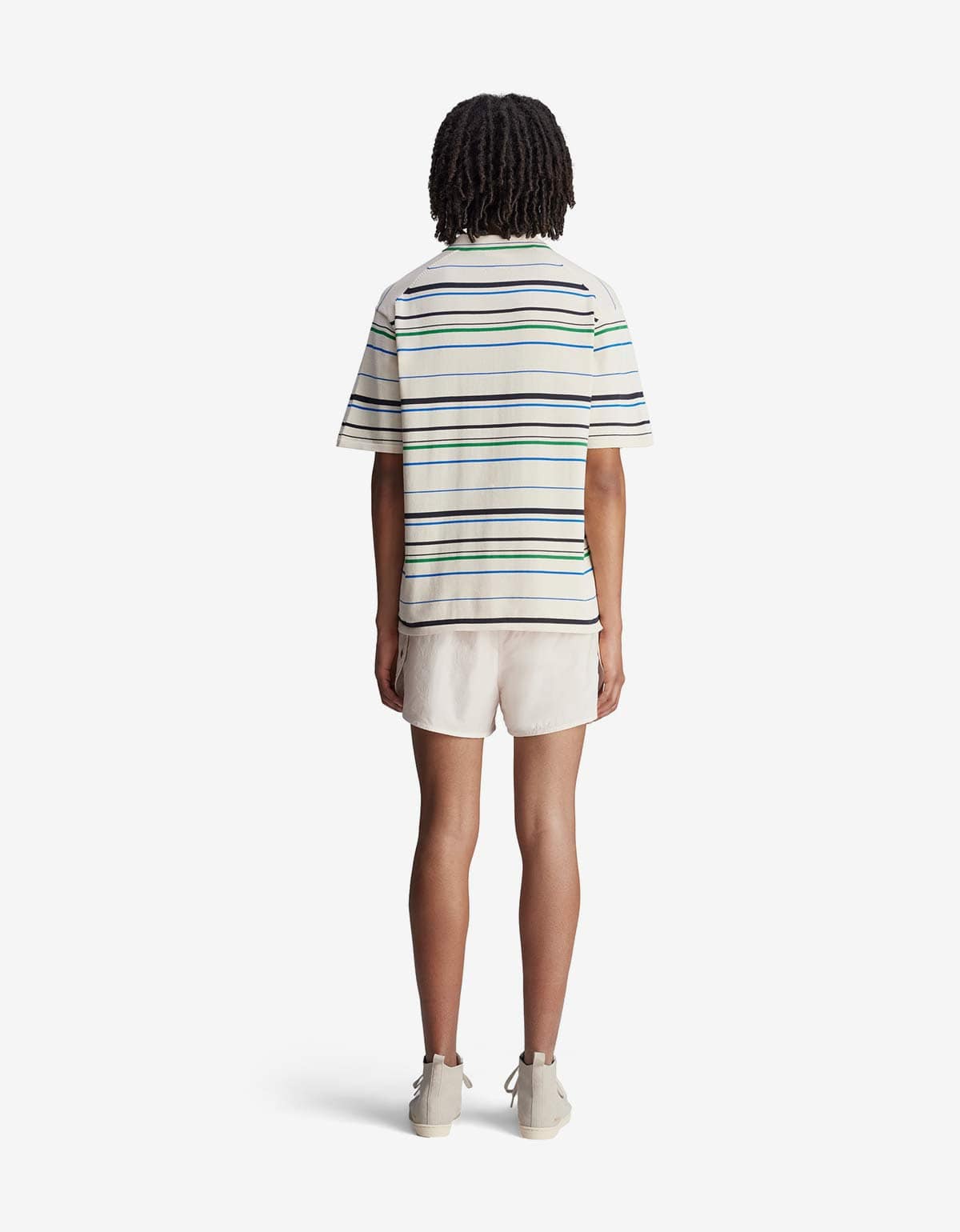 Wales Bonner Adidas Originals Wonder White Stripe Knit Polo Shirt JM8203