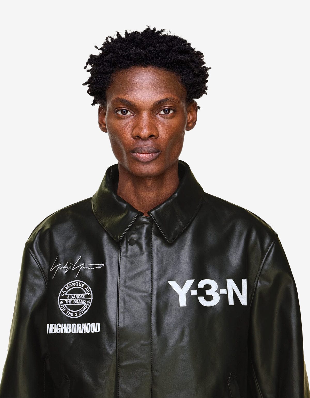 Y-3 Neighborhood Black Leather Bomber Jacket KT4301