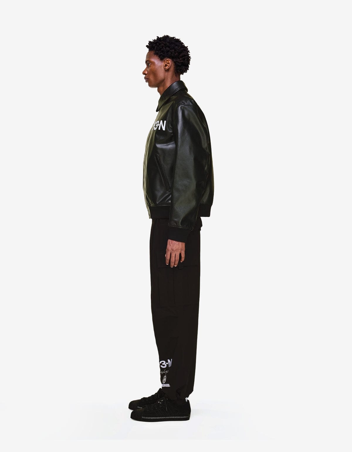 Y-3 Neighborhood Black Leather Bomber Jacket KT4301