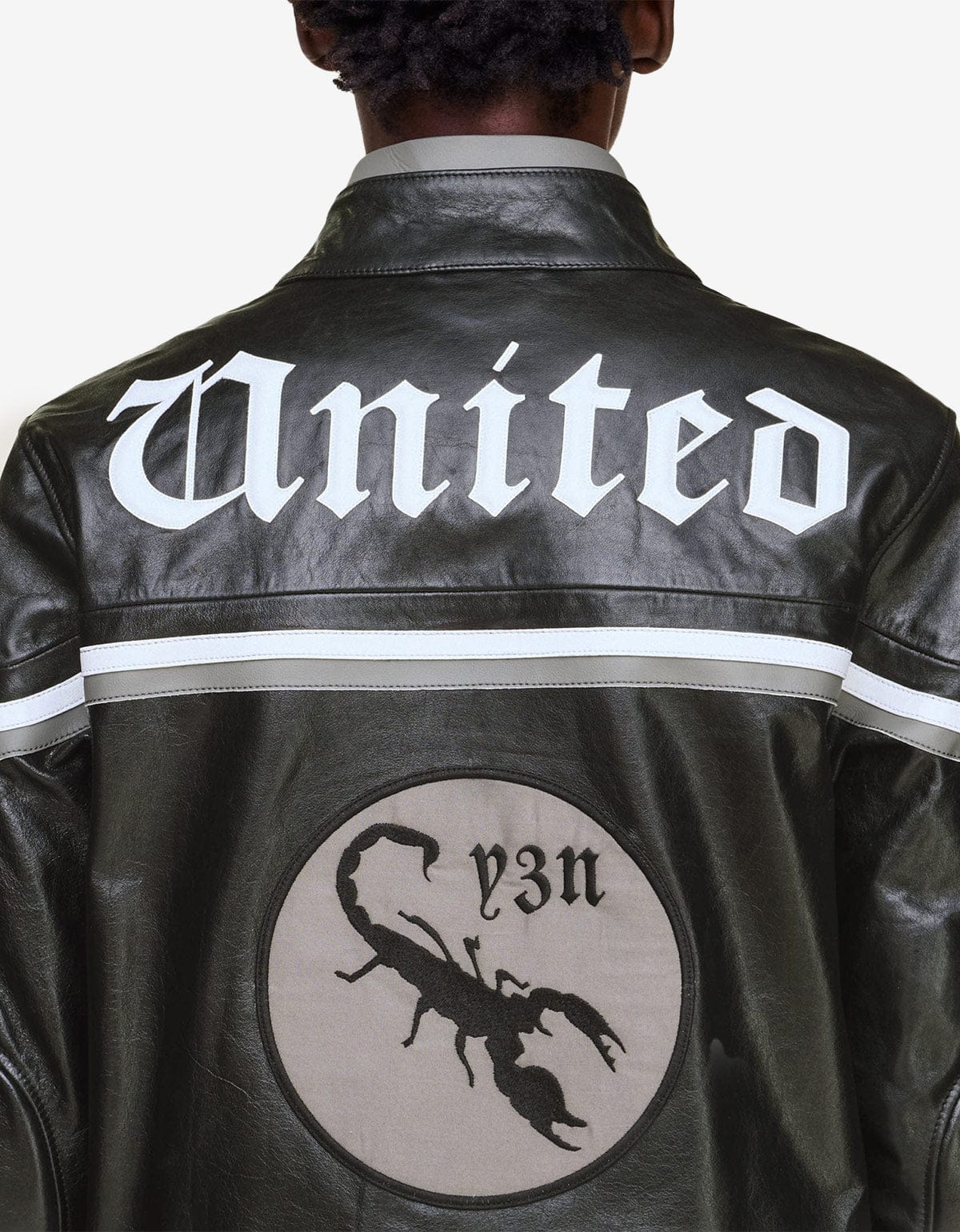 Y-3 Neighborhood Black Leather Racer Jacket KR1364