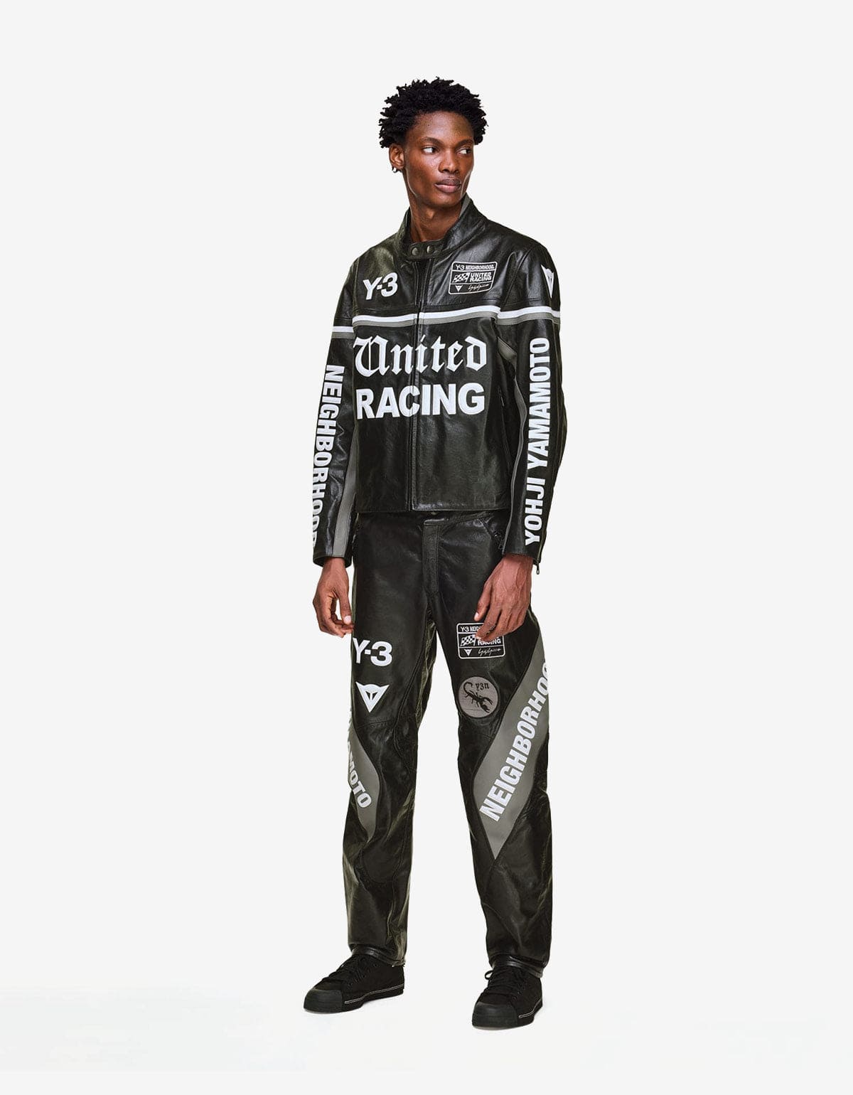 Y-3 Neighborhood Black Leather Racer Jacket KR1364