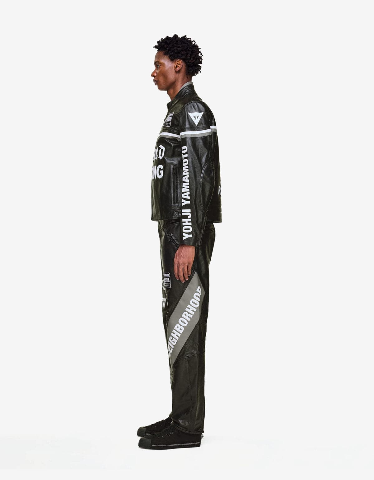 Y-3 Neighborhood Black Leather Racer Jacket KR1364