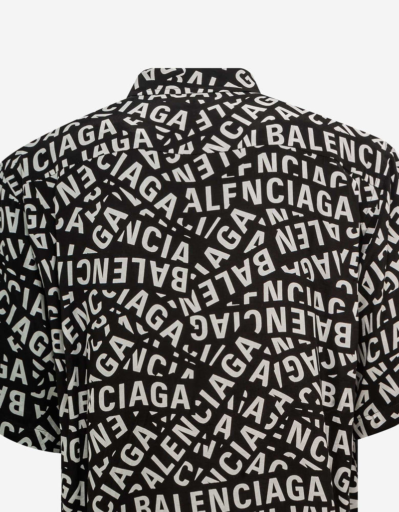 Balenciaga Black Logo Strips Short Sleeve Shirt