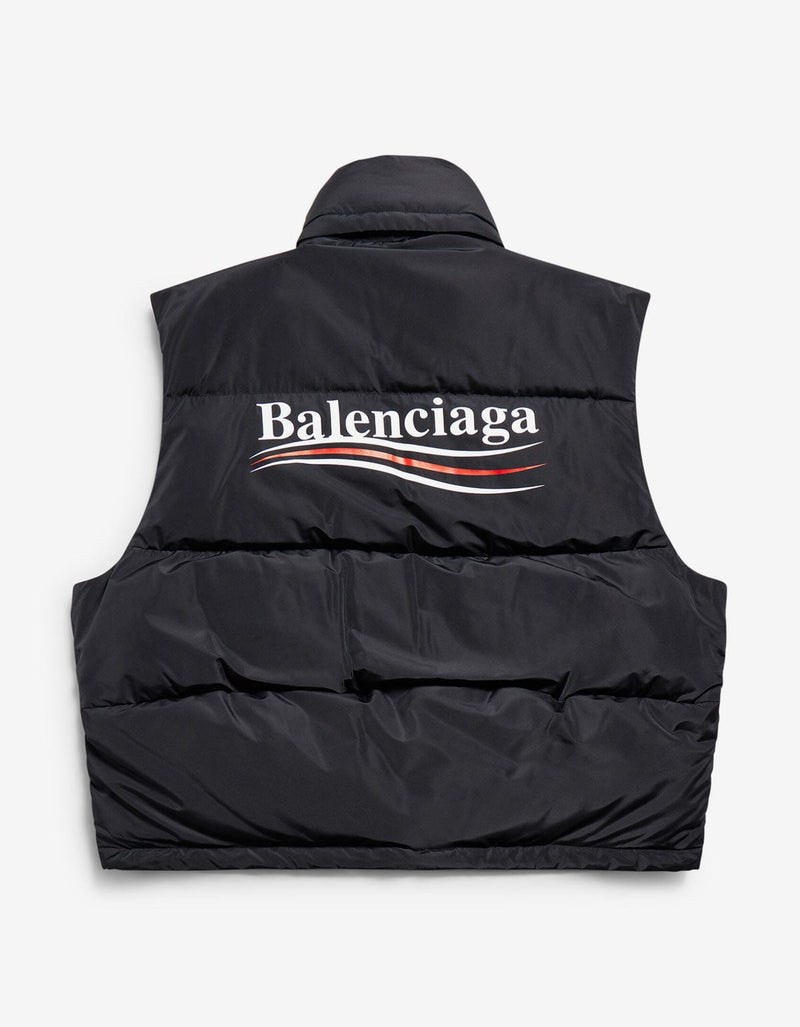 Balenciaga Black Political Campaign Cocoon Puffer Gilet