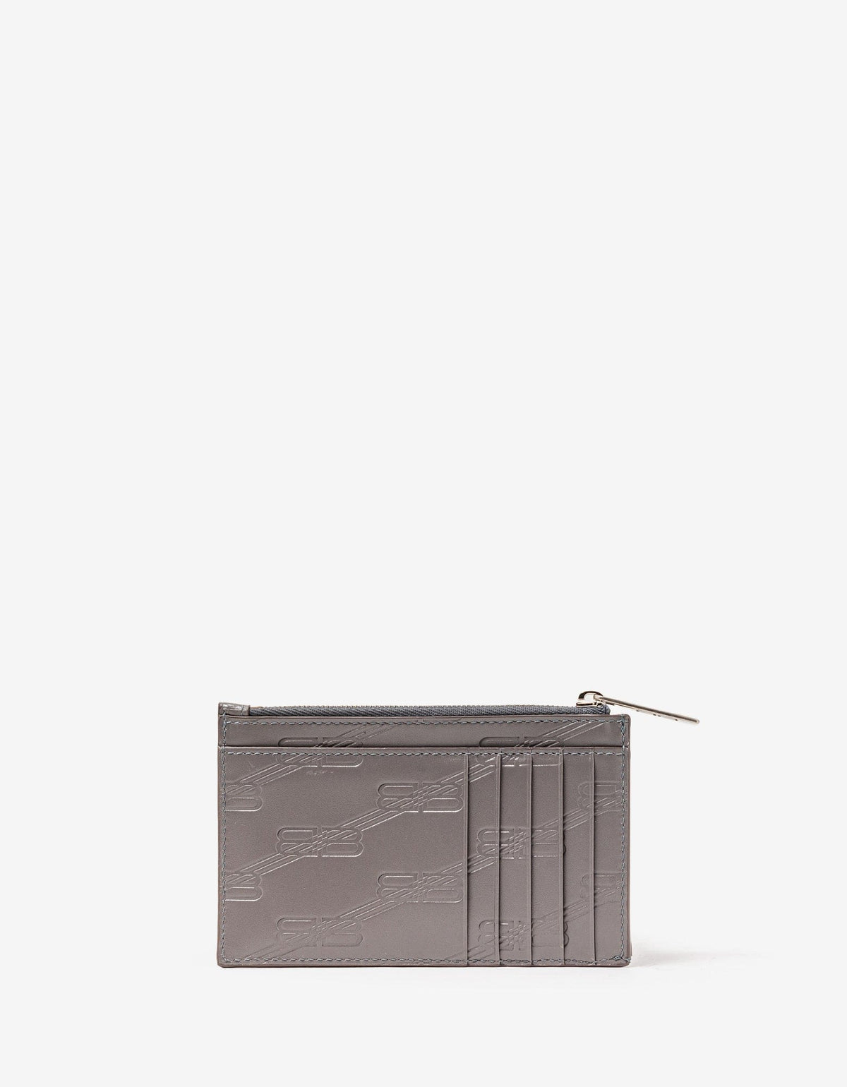 Balenciaga Dark Grey BB Monogram  Zip Card Holder