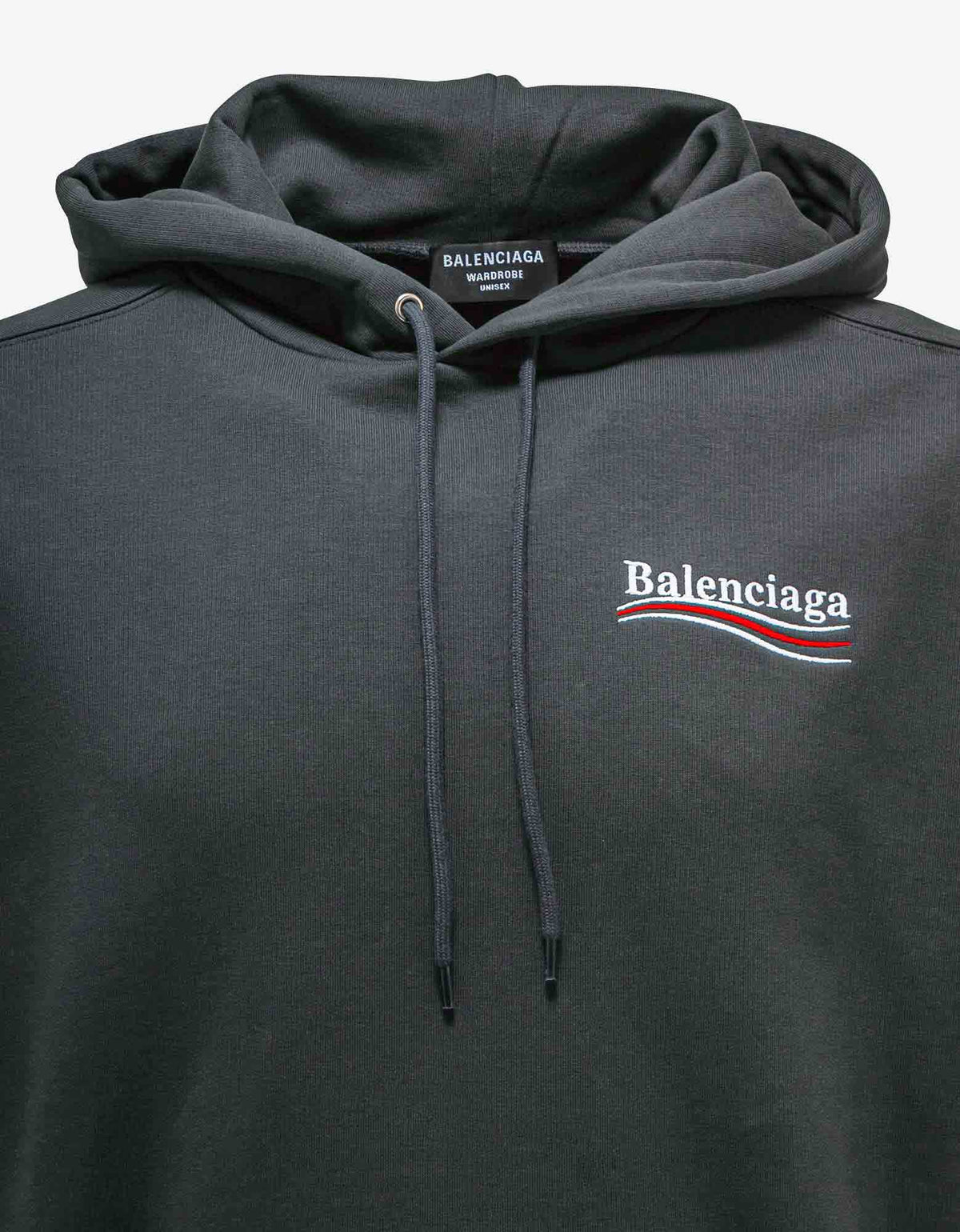 Balenciaga Grey Political Logo Embroidery Medium Fit Hoodie