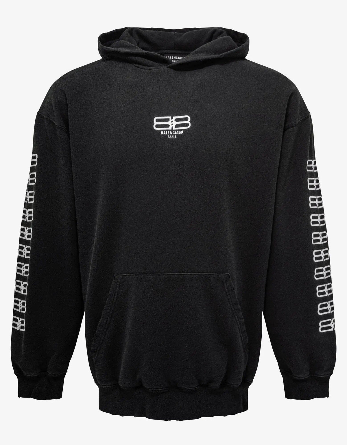 Balenciaga Washed Black BB Logo Medium Fit Hoodie