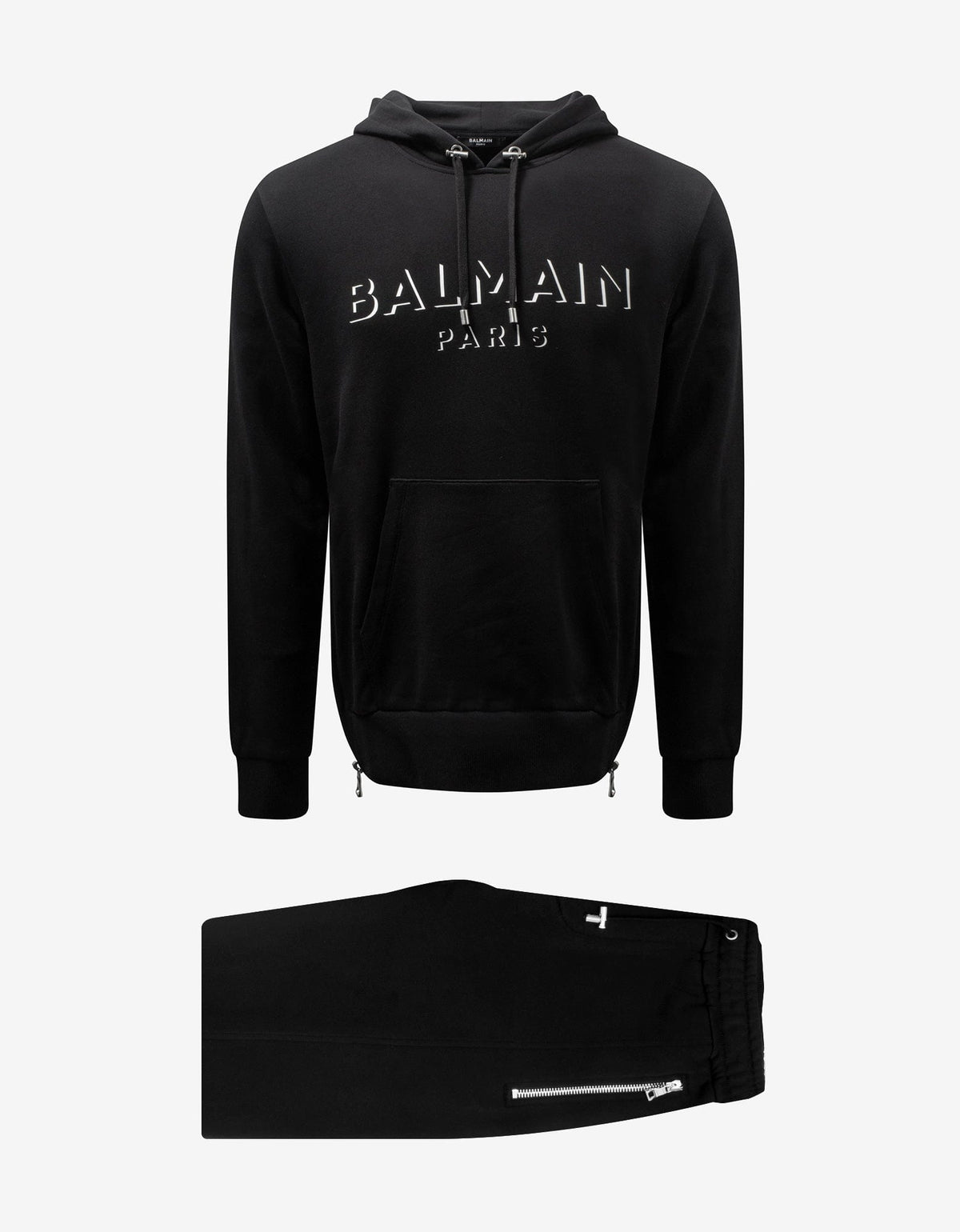 Balmain Black 3D Effect Logo Hooded Tracksuit