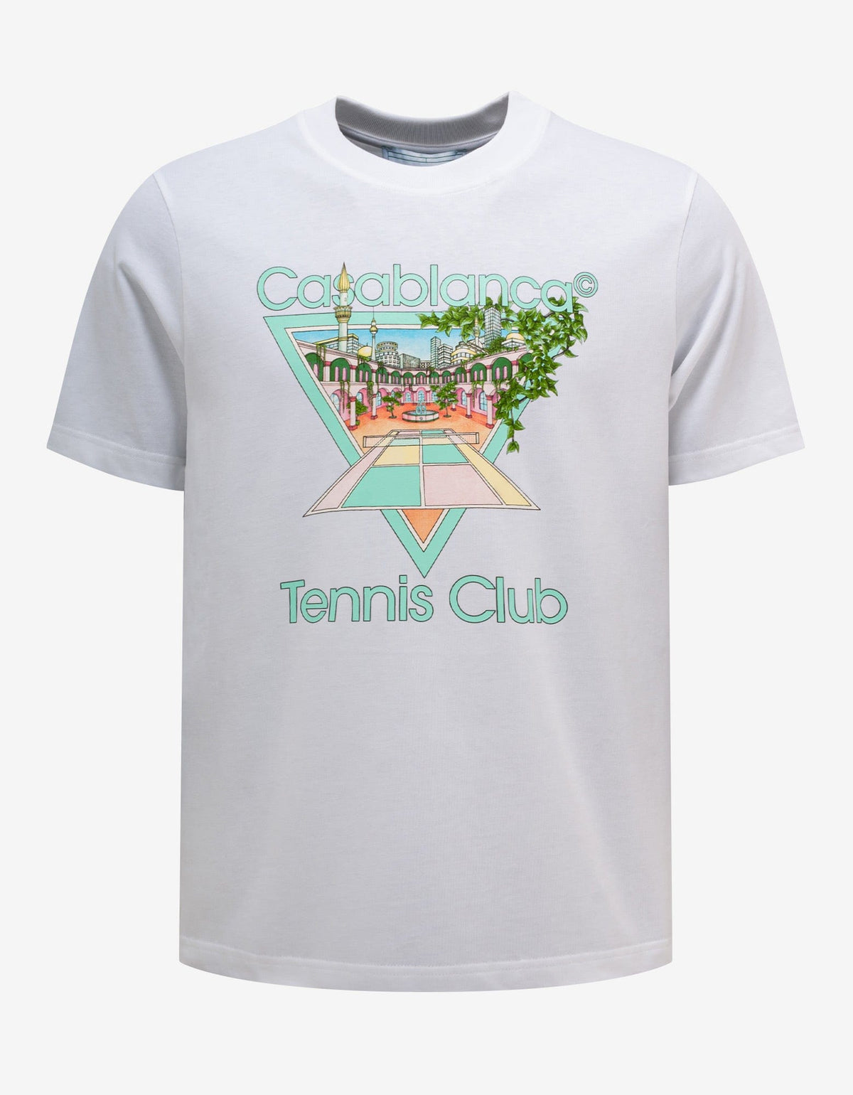 Casablanca White Tennis Club Pastelle Print T-Shirt