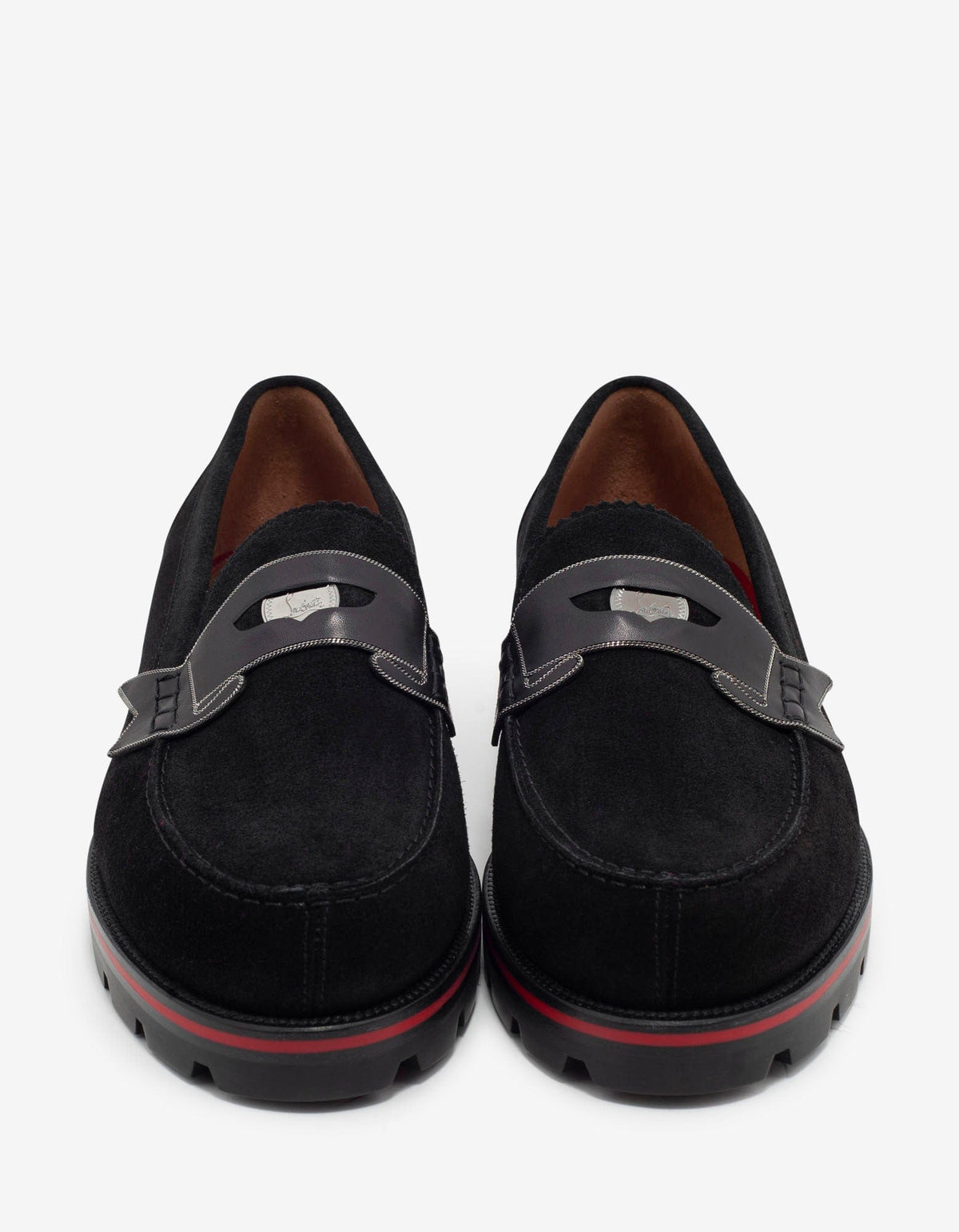 Christian Louboutin Monocroc Black Crosta Wax Penny Loafers