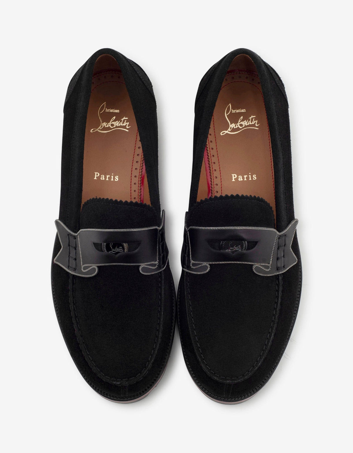 Christian Louboutin Monocroc Black Crosta Wax Penny Loafers