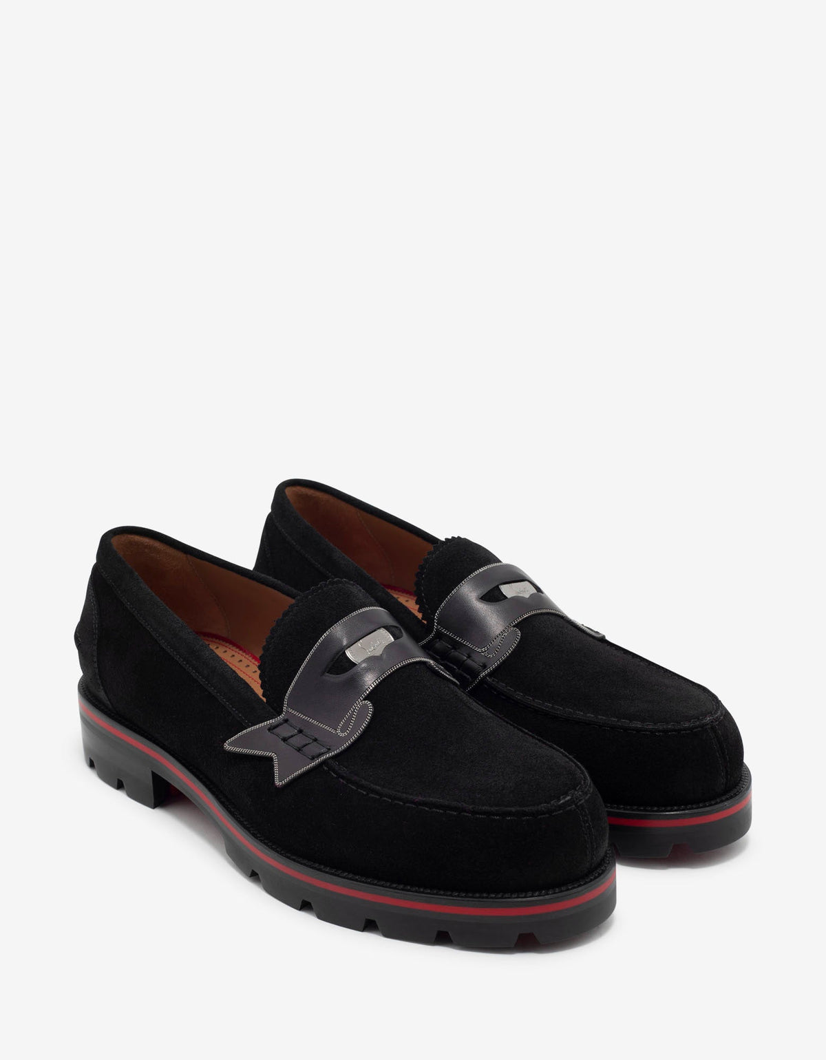 Christian Louboutin Monocroc Black Crosta Wax Penny Loafers