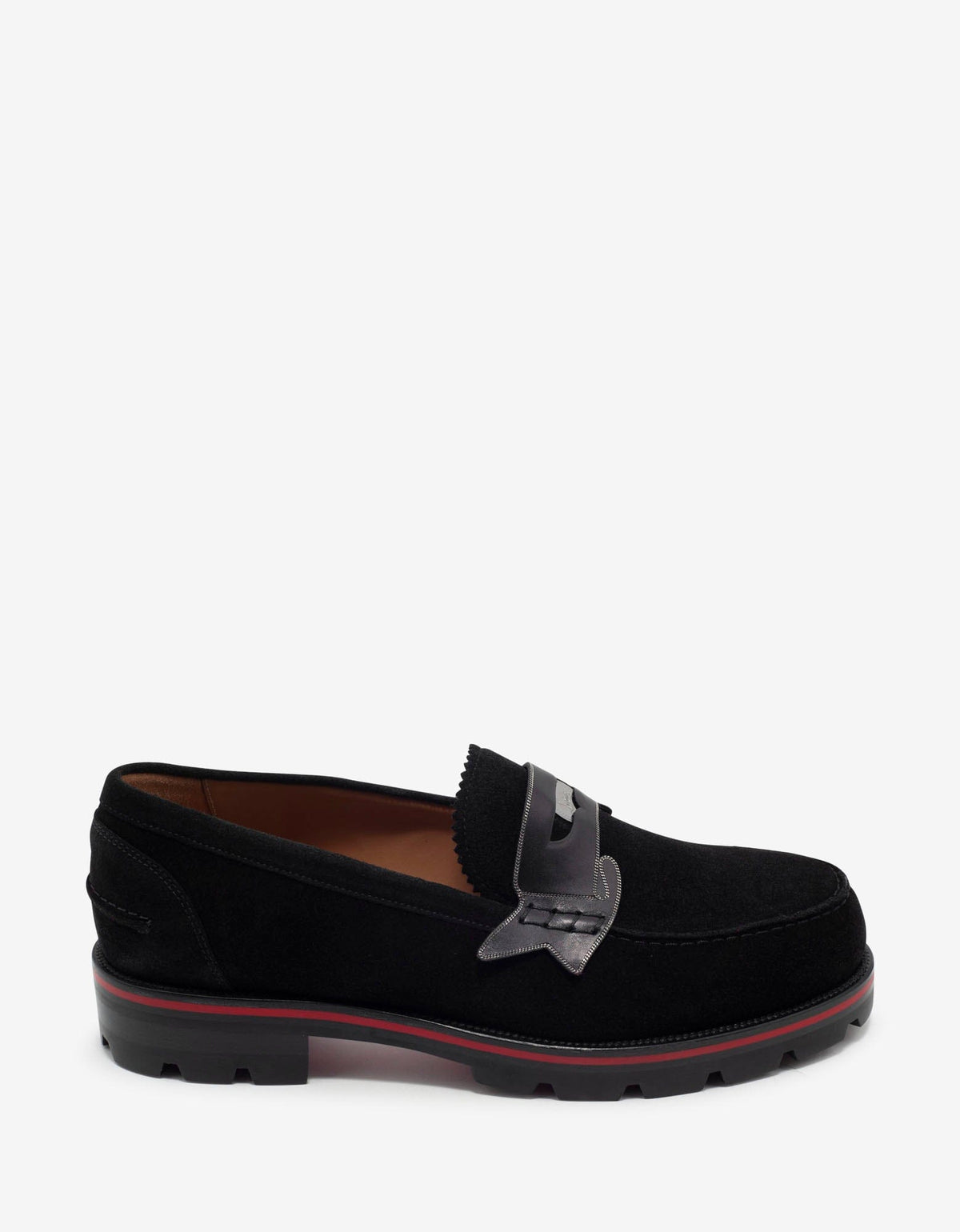 Christian Louboutin Monocroc Black Crosta Wax Penny Loafers