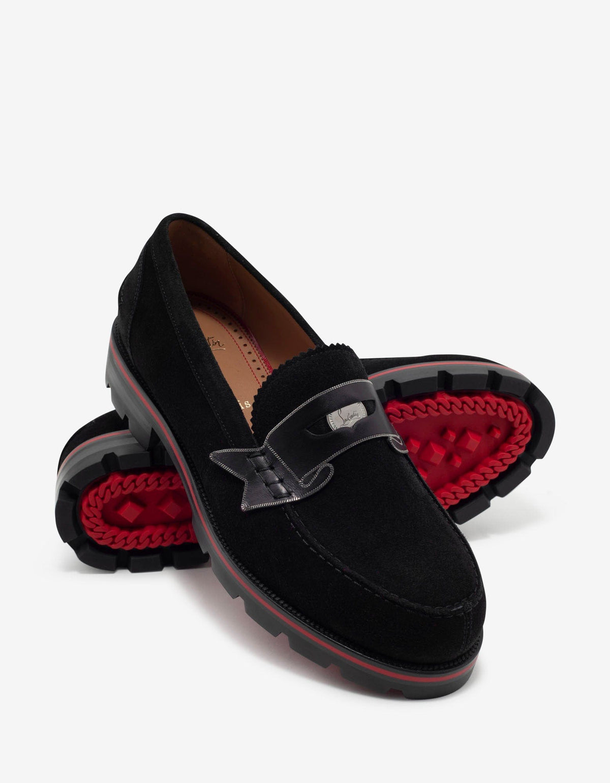Christian Louboutin Monocroc Black Crosta Wax Penny Loafers