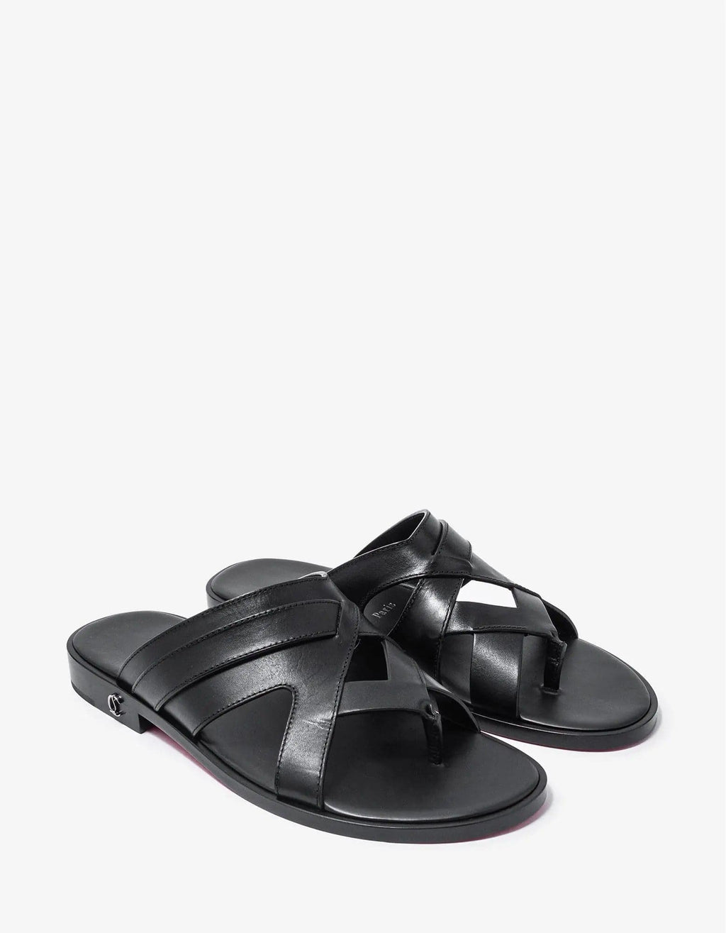 サンダル CORNELIANI Men Sandals 89TM81 2120958 020 Black Men's black leather sandals | Corneliani