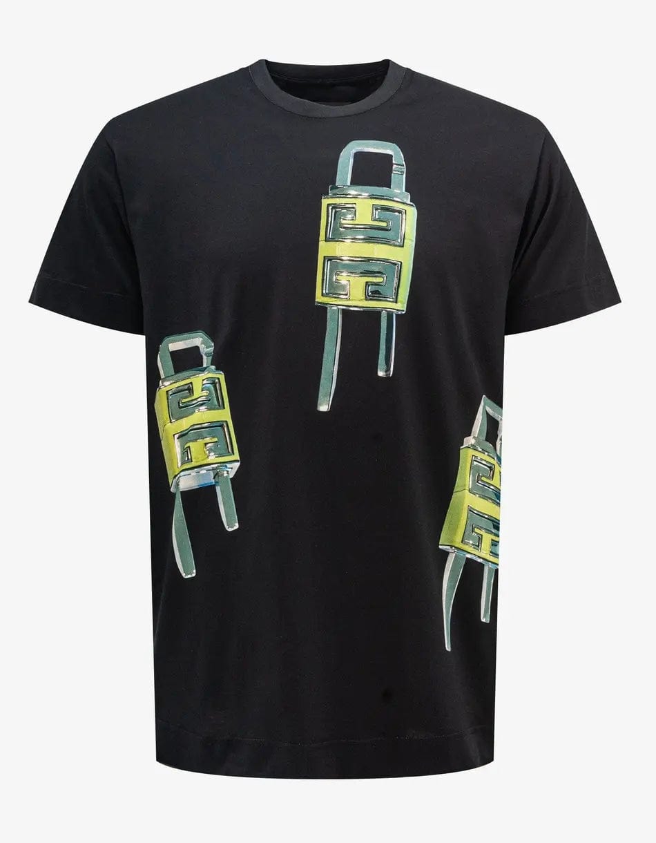 Givenchy Black 4G Padlock Print T-Shirt – mens designer fashion