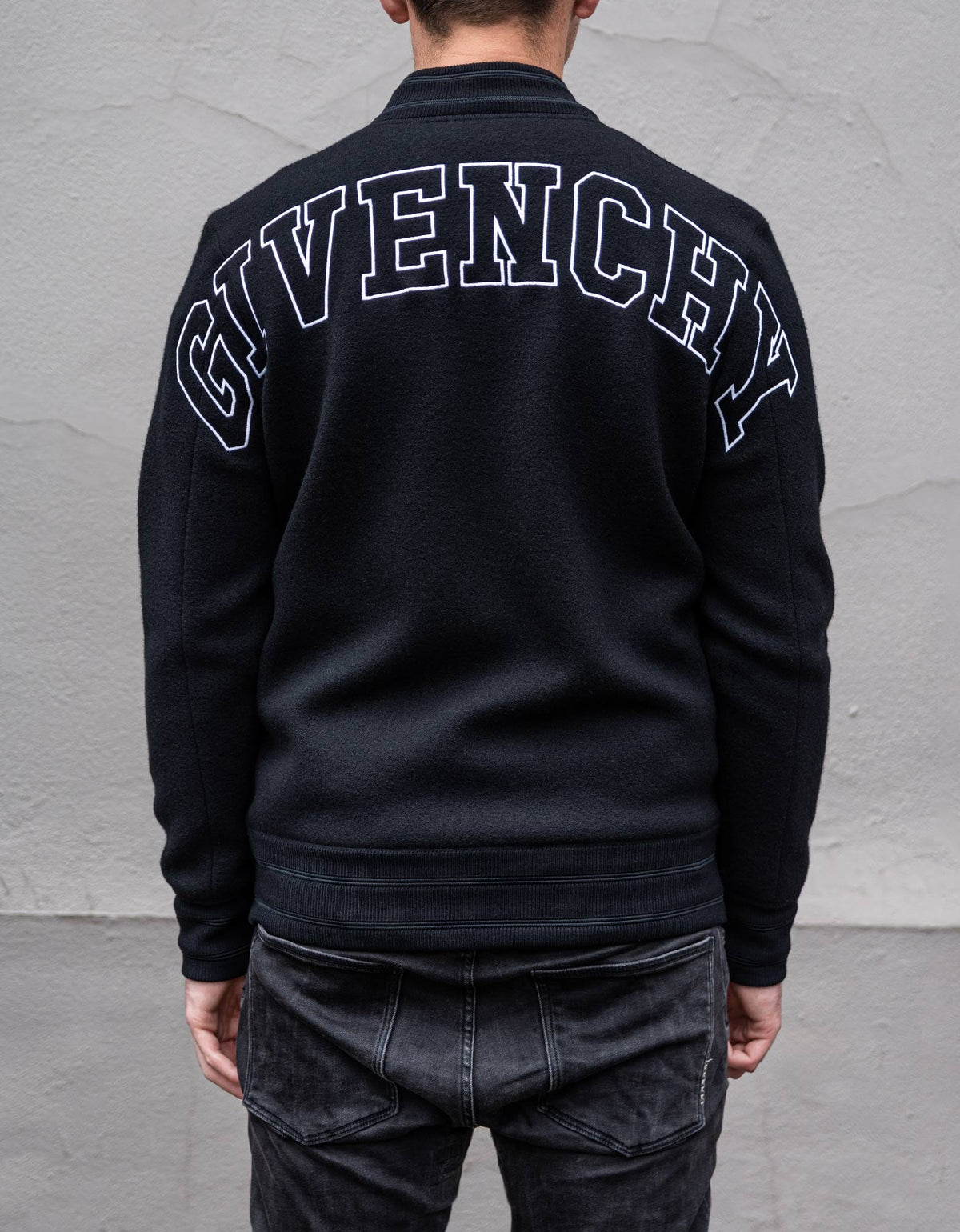 Givenchy Black Embroidered College Logo Bomber Jacket
