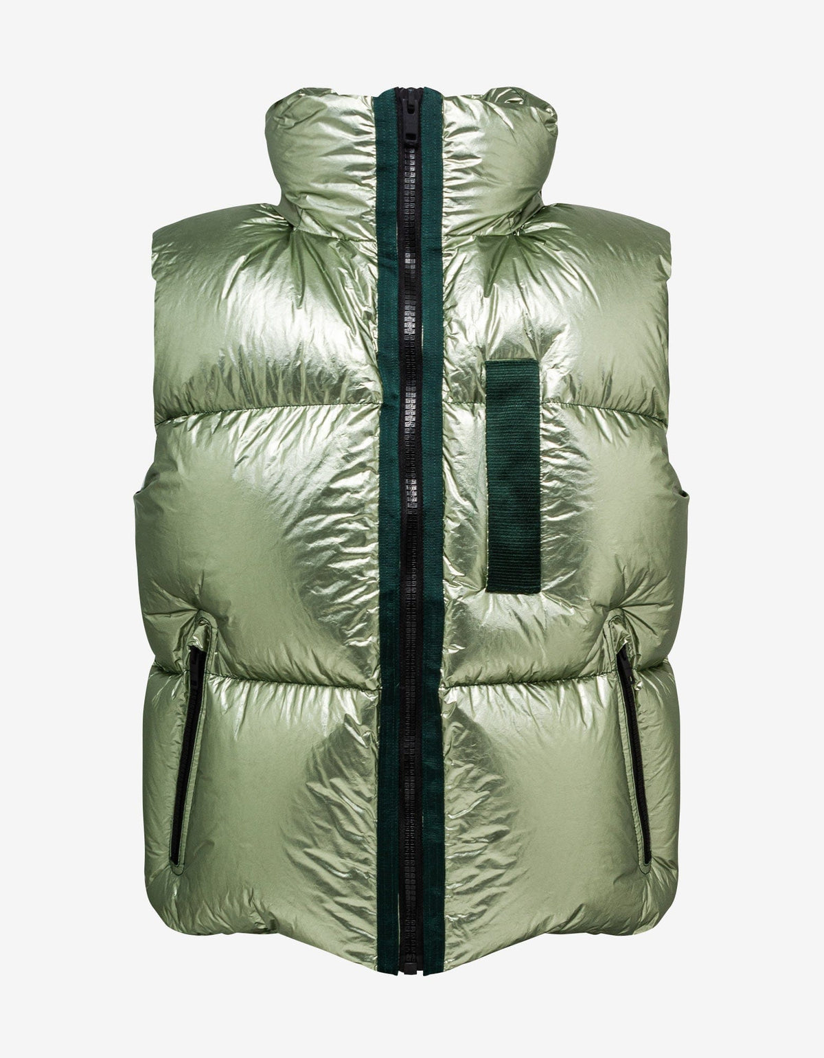 Givenchy Green Laminated Sleeveless Puffer