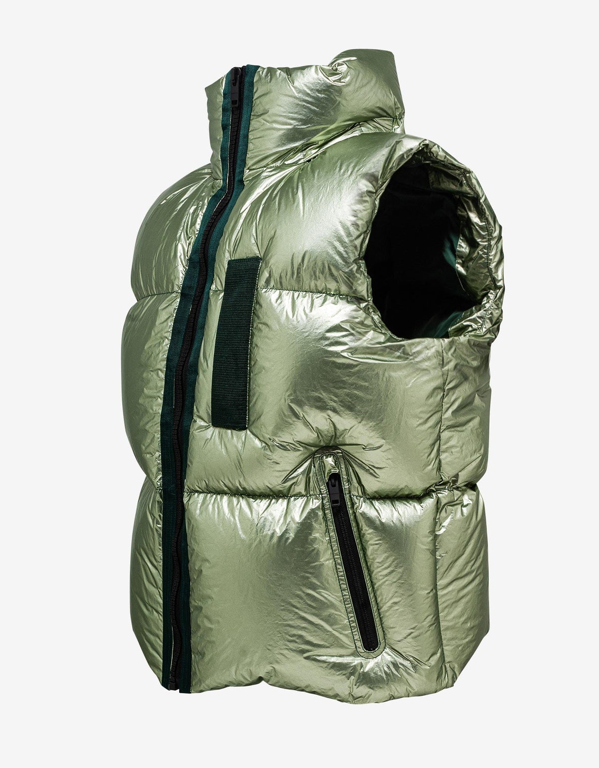 Givenchy Green Laminated Sleeveless Puffer