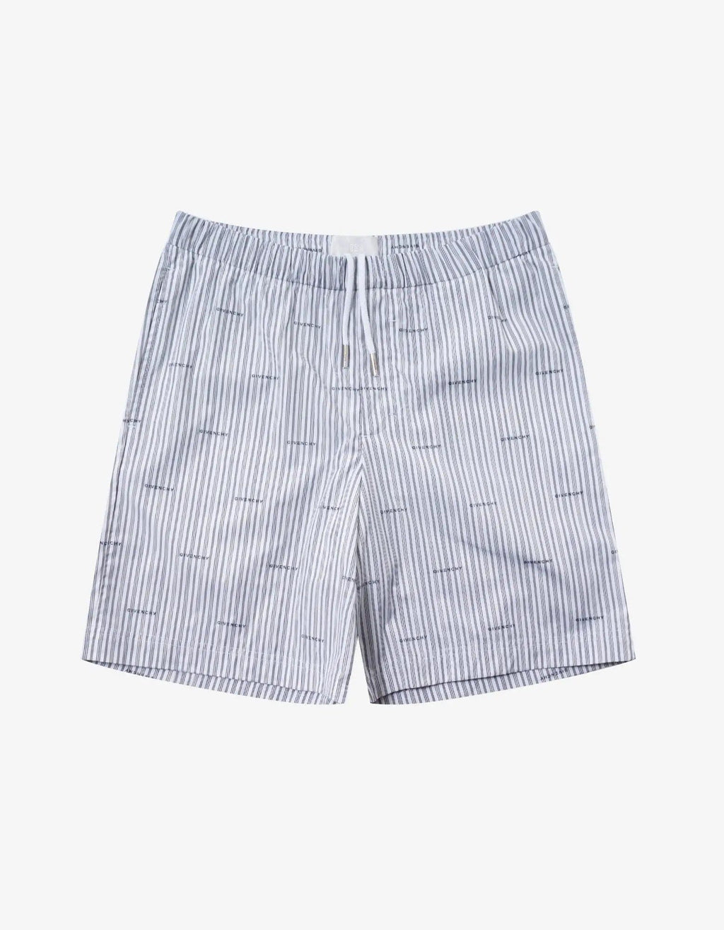 Givenchy Grey All Over Logo Stripe Shorts Zoo Fashions