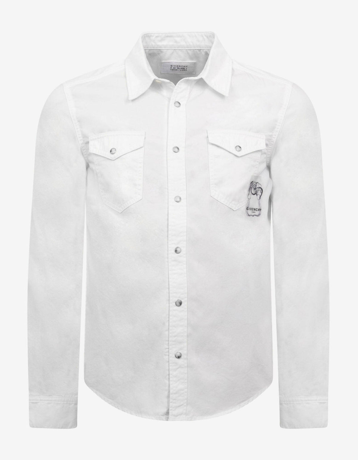 Givenchy White Calligraphic Logo Embroidery Shirt