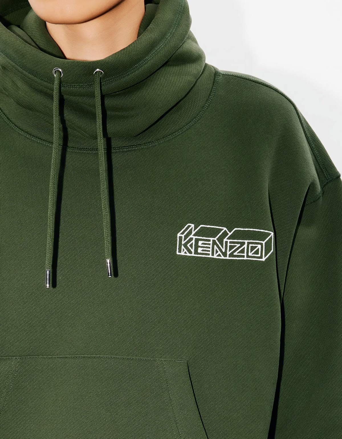 Kenzo Green Kenzo Kube Embroidered Snood Sweatshirt