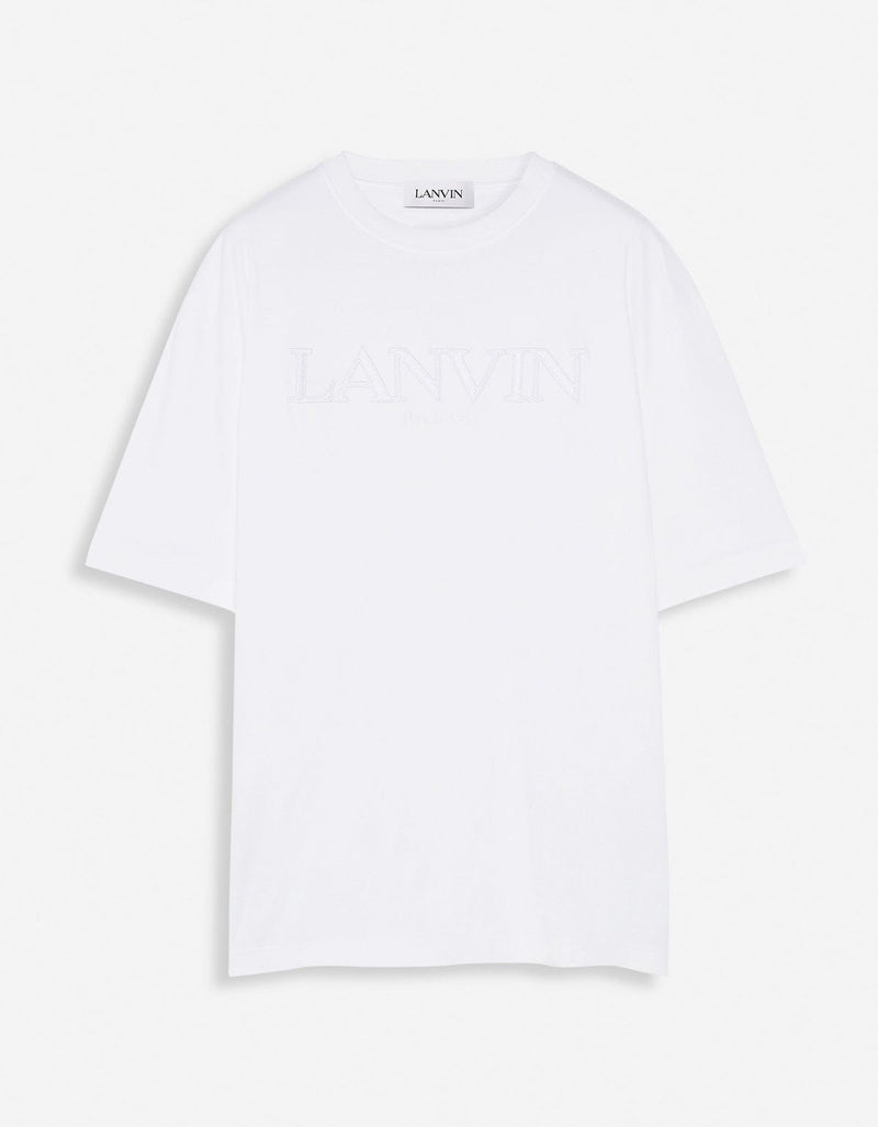 Lanvin White Logo Embroidered Classic T-Shirt