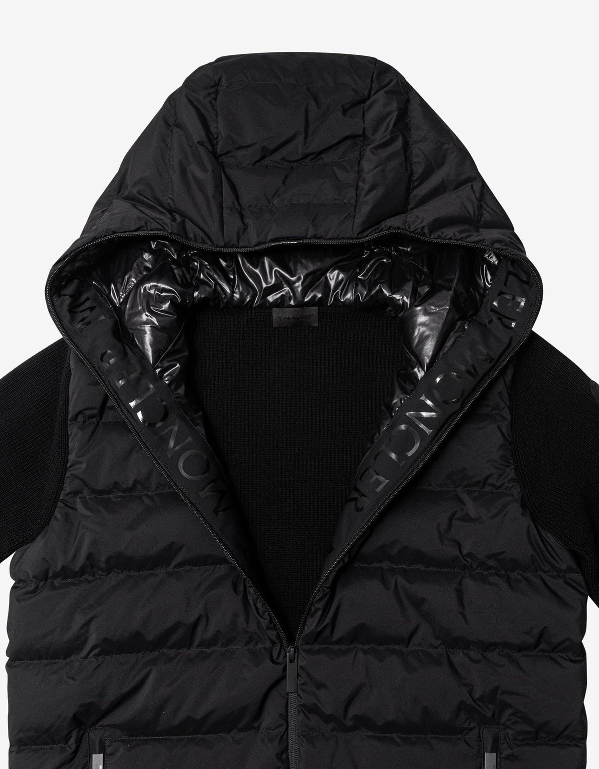Moncler Black Nylon Front Hooded Cardigan