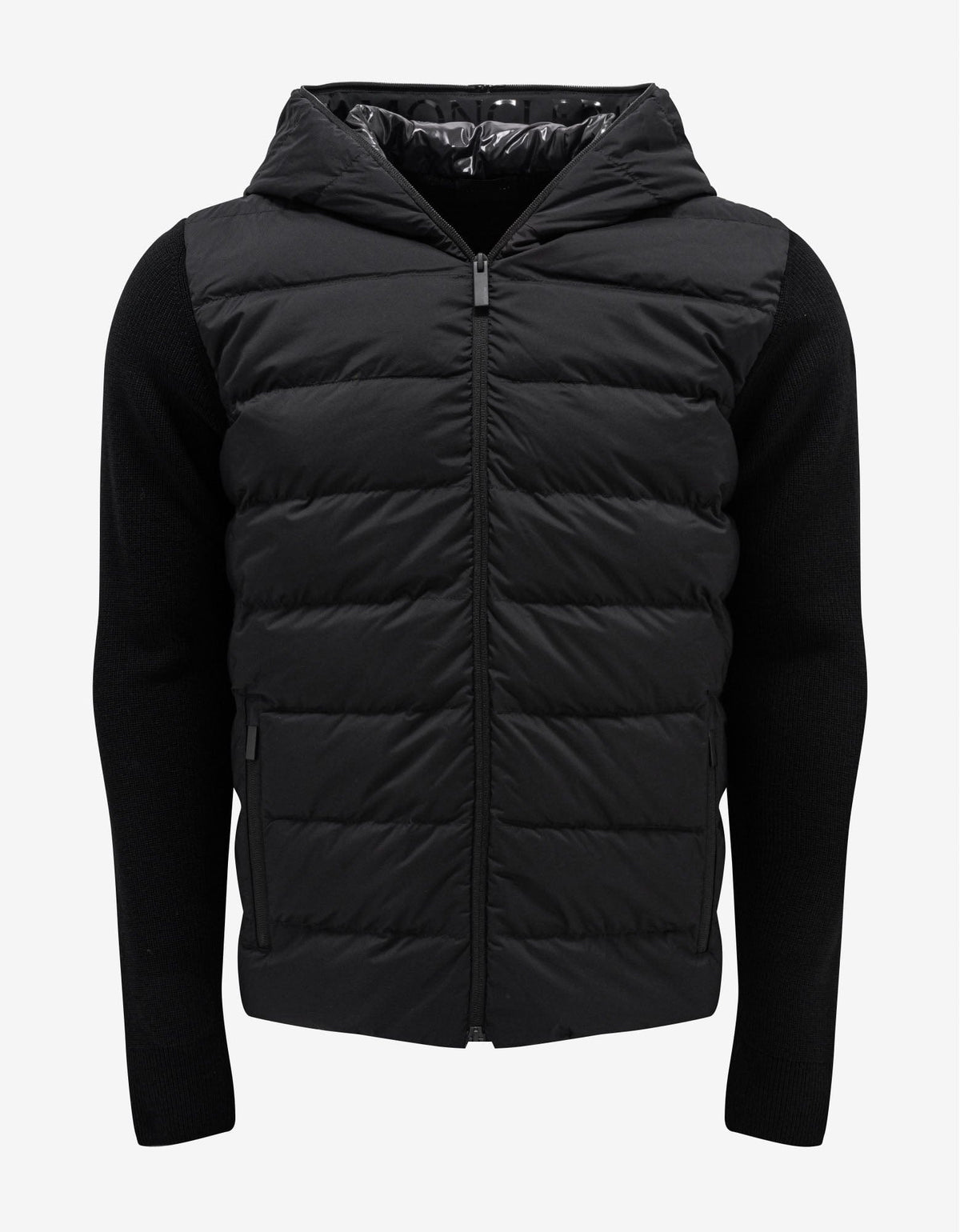 Moncler Black Nylon Front Hooded Cardigan