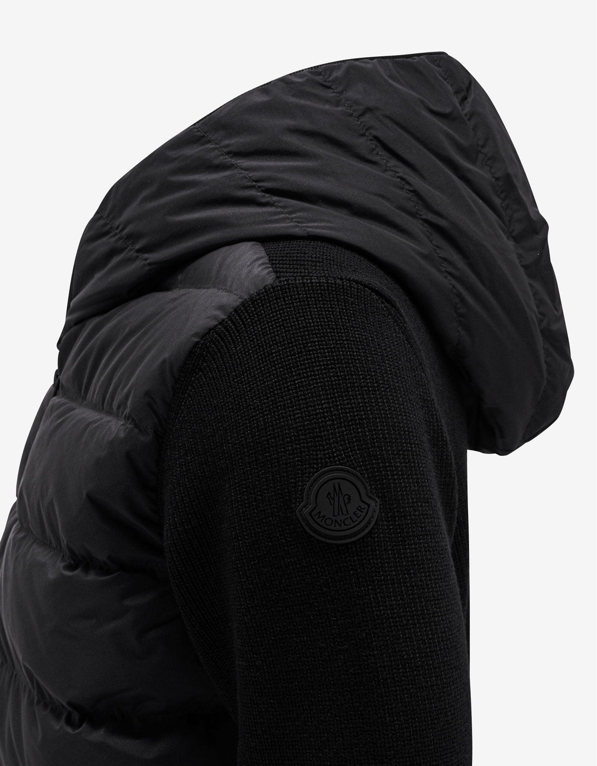 Moncler Black Nylon Front Hooded Cardigan
