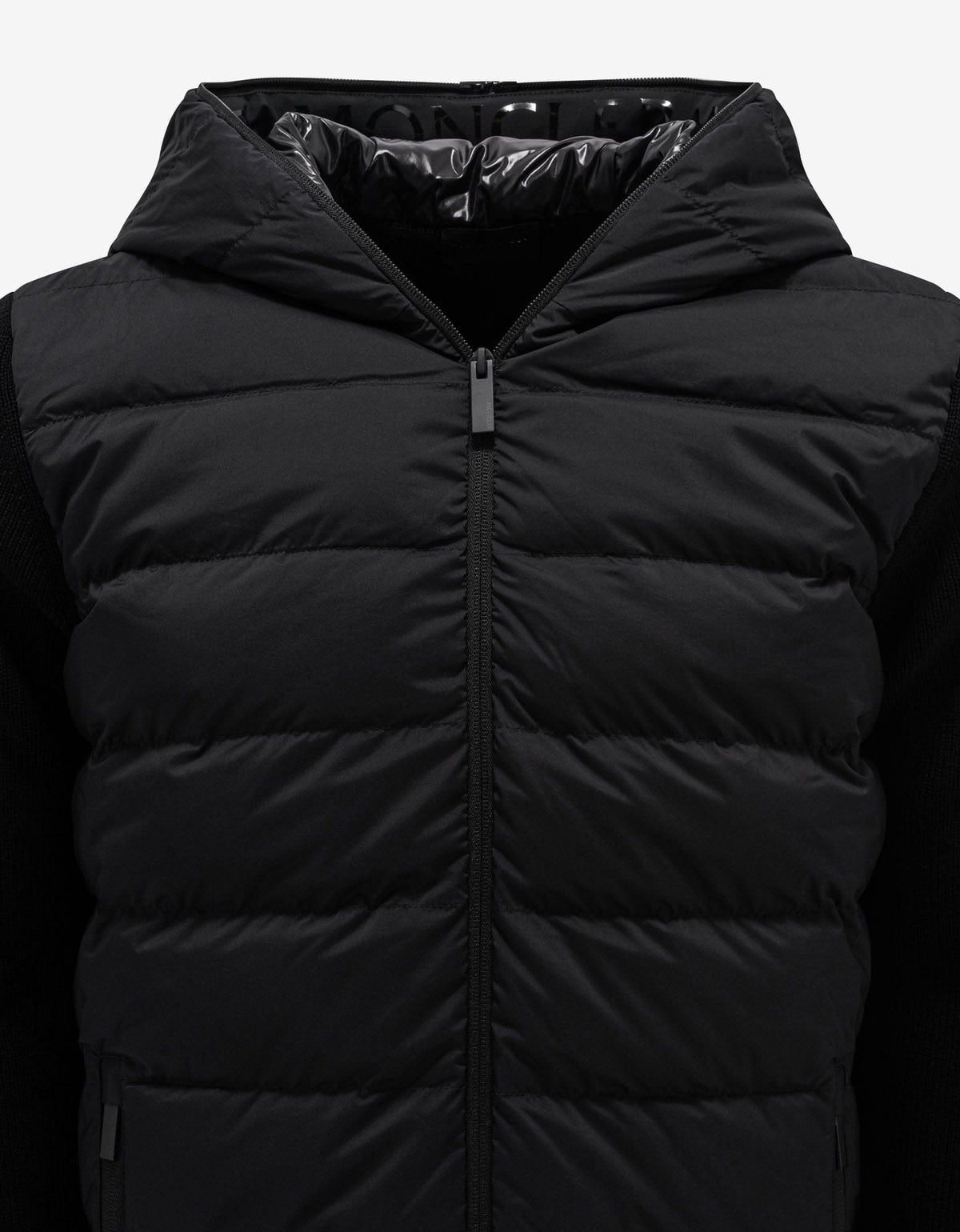 Moncler Black Nylon Front Hooded Cardigan
