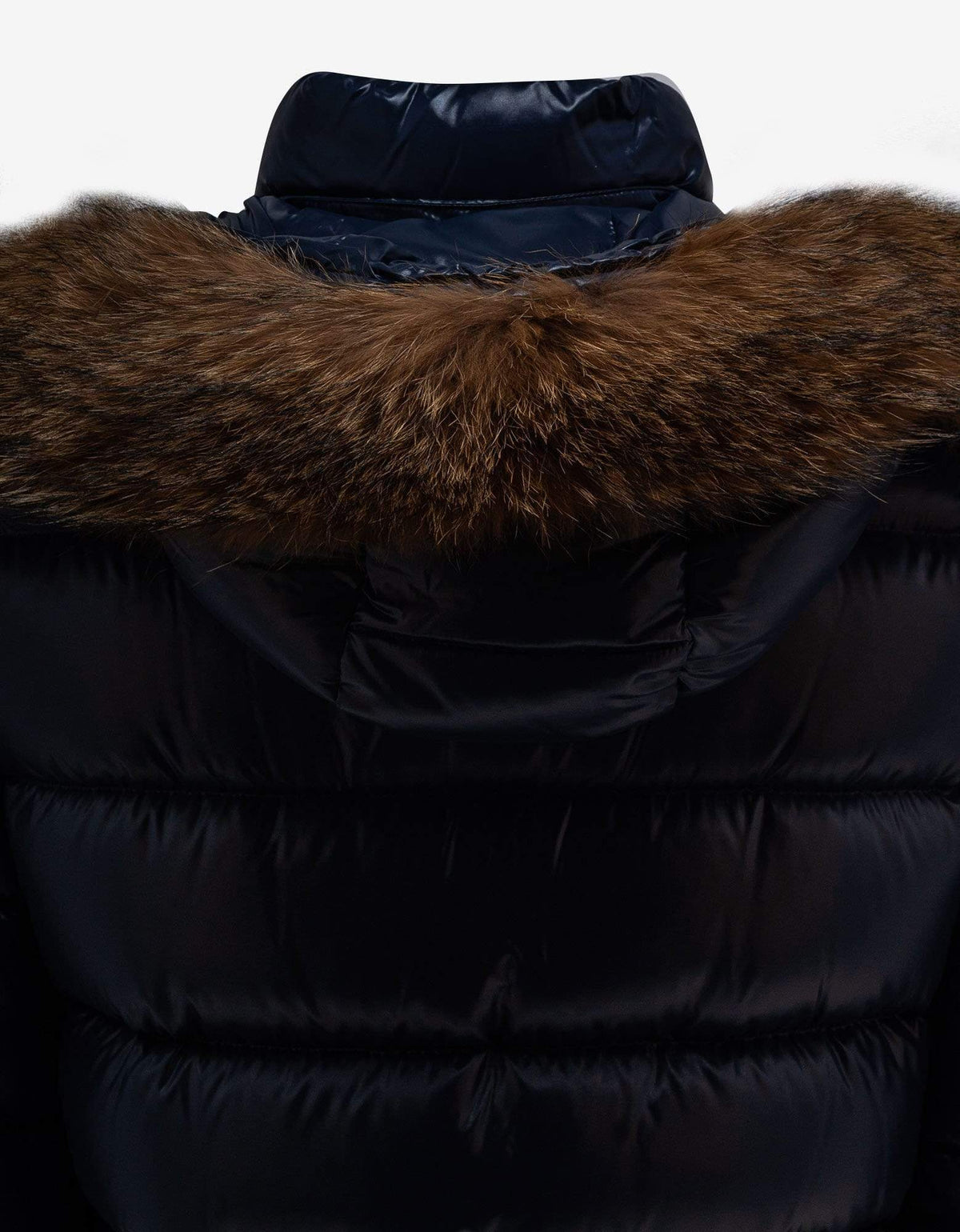 Moncler Maya Fur Navy Blue Nylon Down Jacket