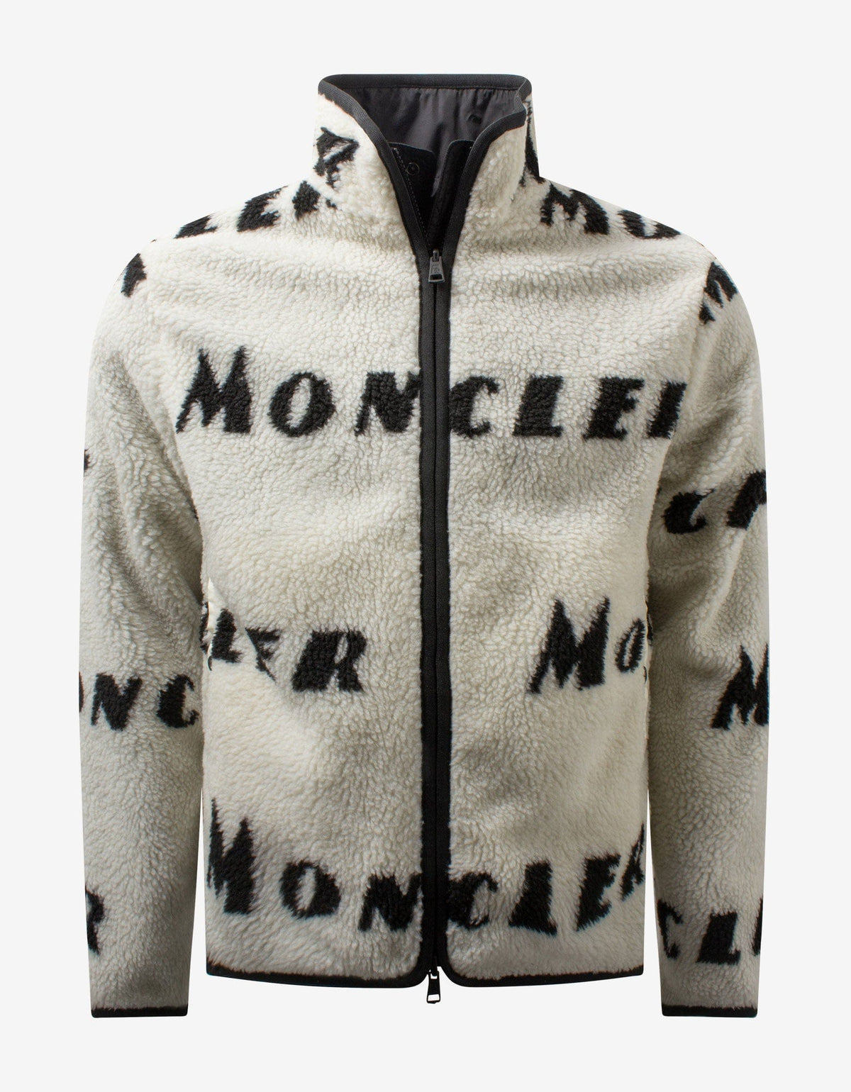 Moncler White Logo Fleece Reversible Cardigan