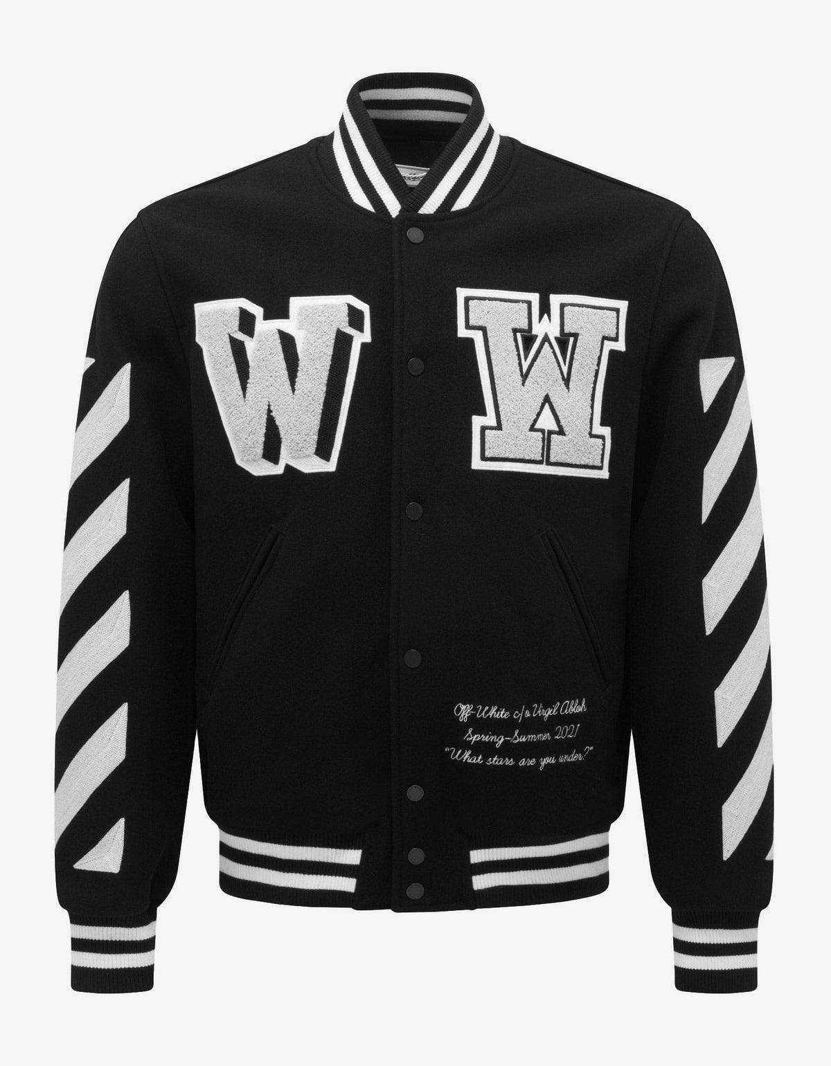 Off-White Black Diagonal Varsity Jacket