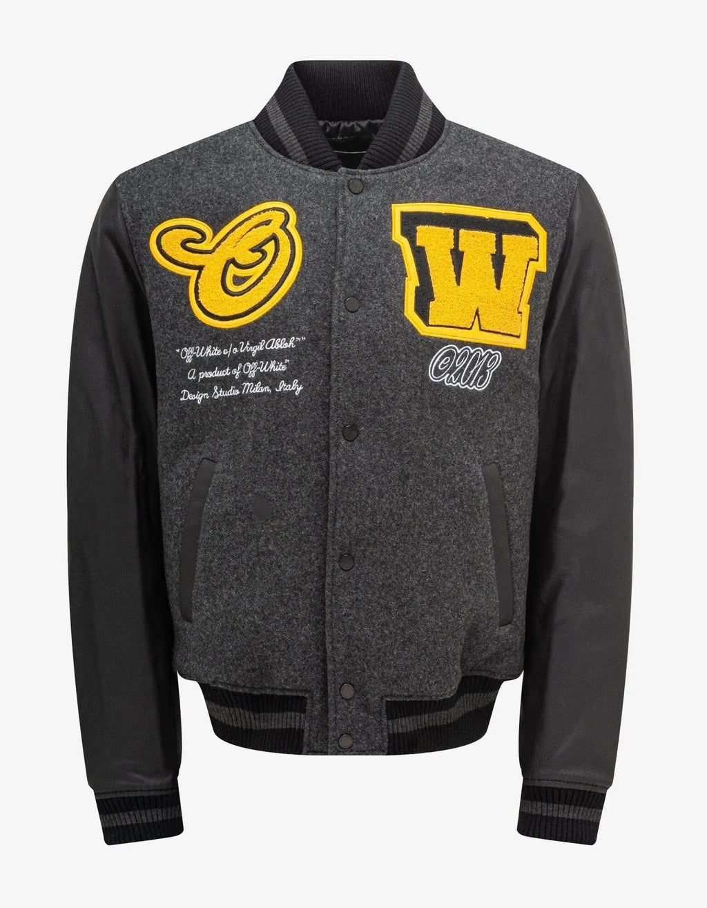 ジャケット Off-White TECHNICAL FABRIC JACKET (OWVC007_F23JER0011010) OFF-WHITE Patch Embellished Varsity Bomber Jacket Medium