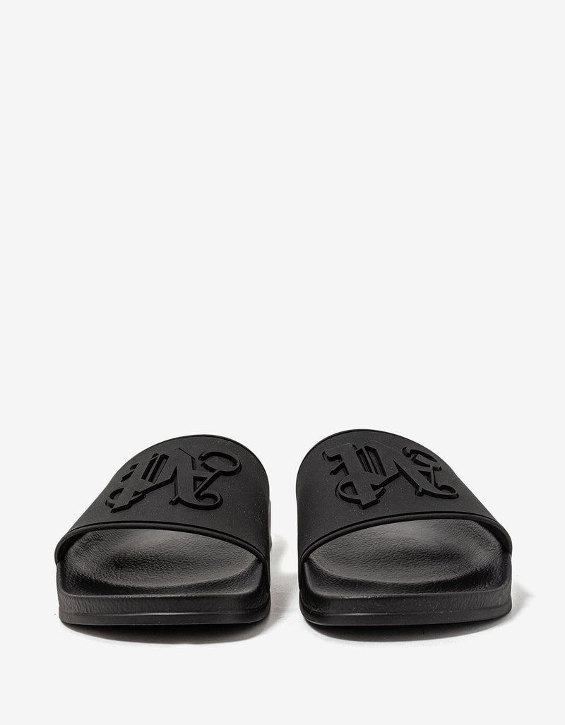 Palm Angels Black PA Monogram Slide Sandals
