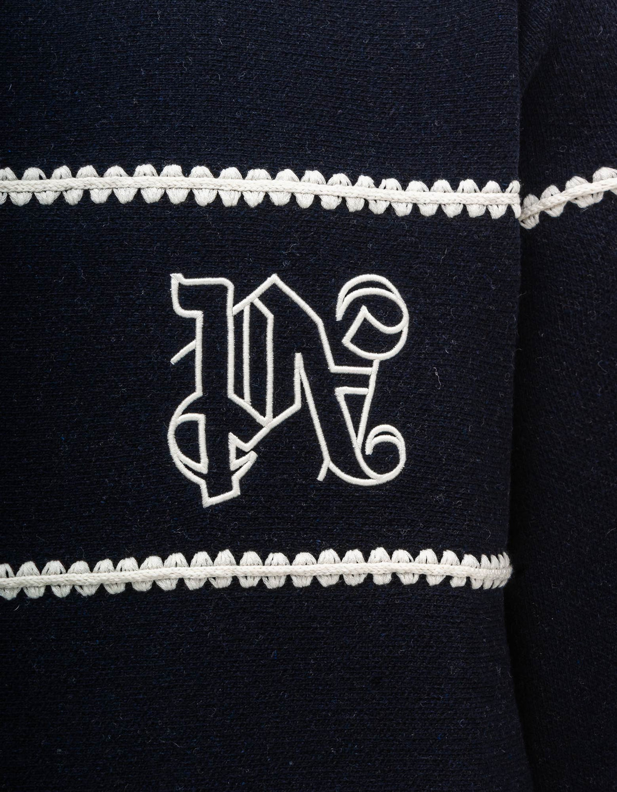 Palm Angels Navy Blue PA Monogram Stripe Sweater