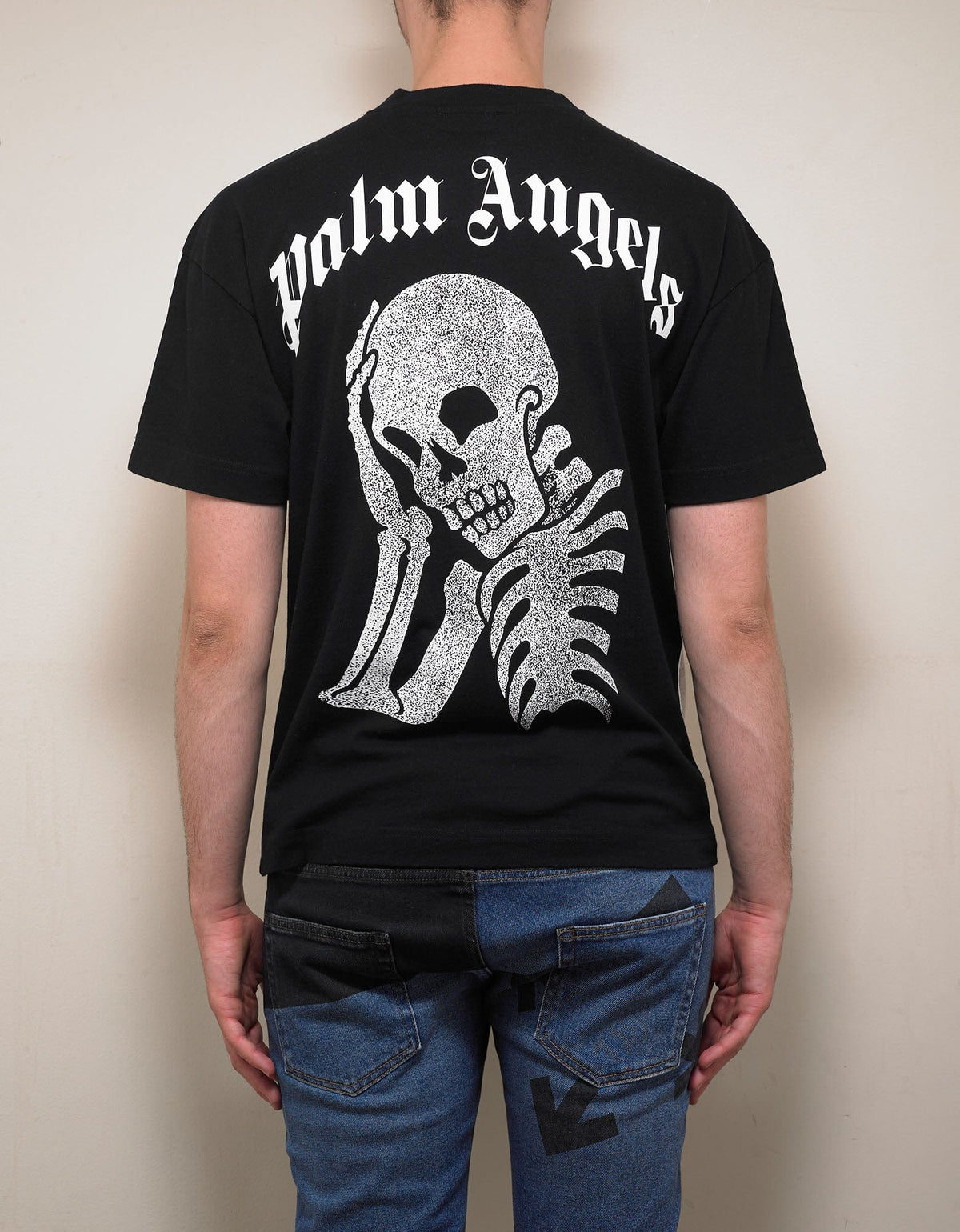 Palm Angels Thinking Skull Contrast Front and Back T-Shirt