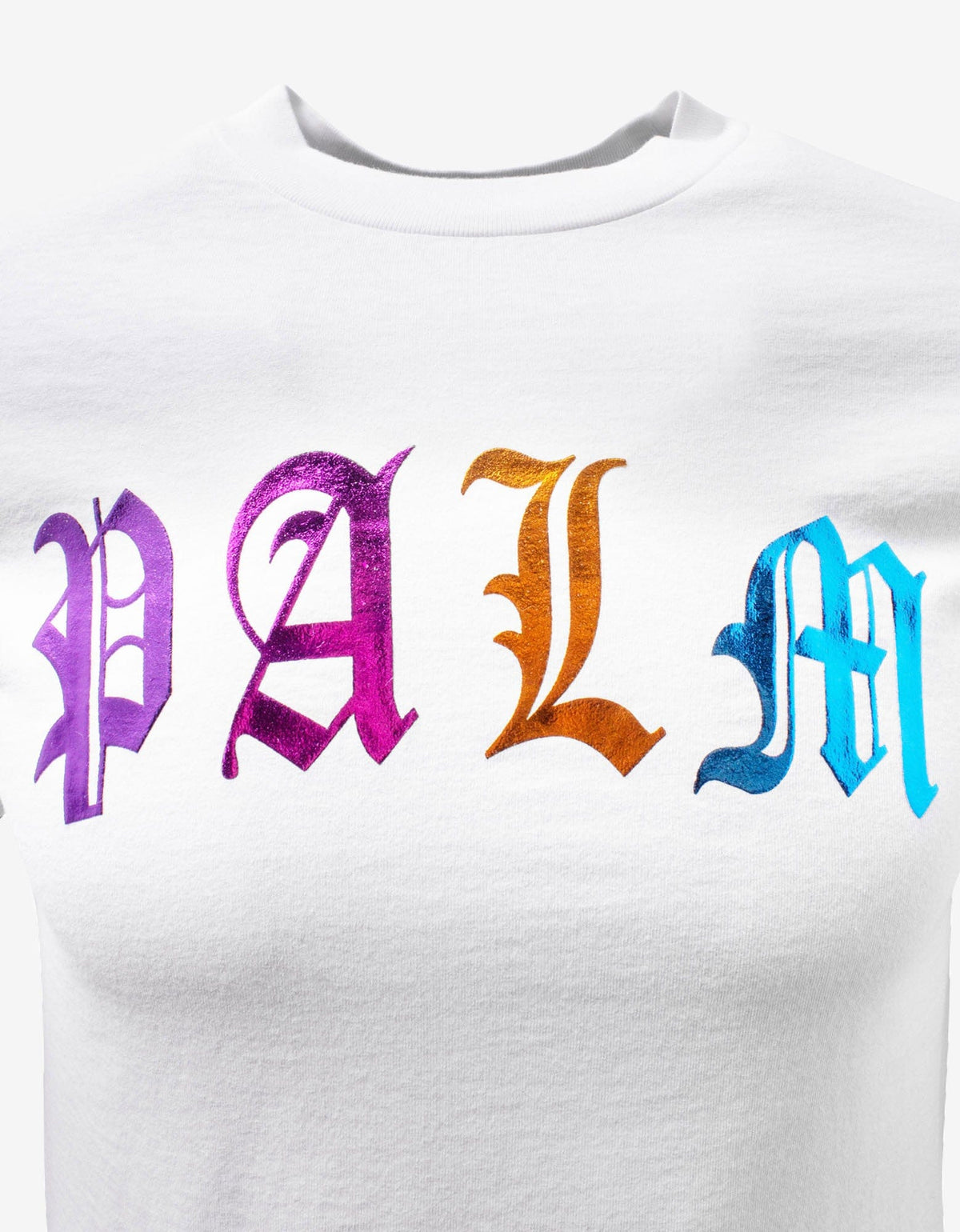 Palm Angels White Gothic Logo Print T-Shirt