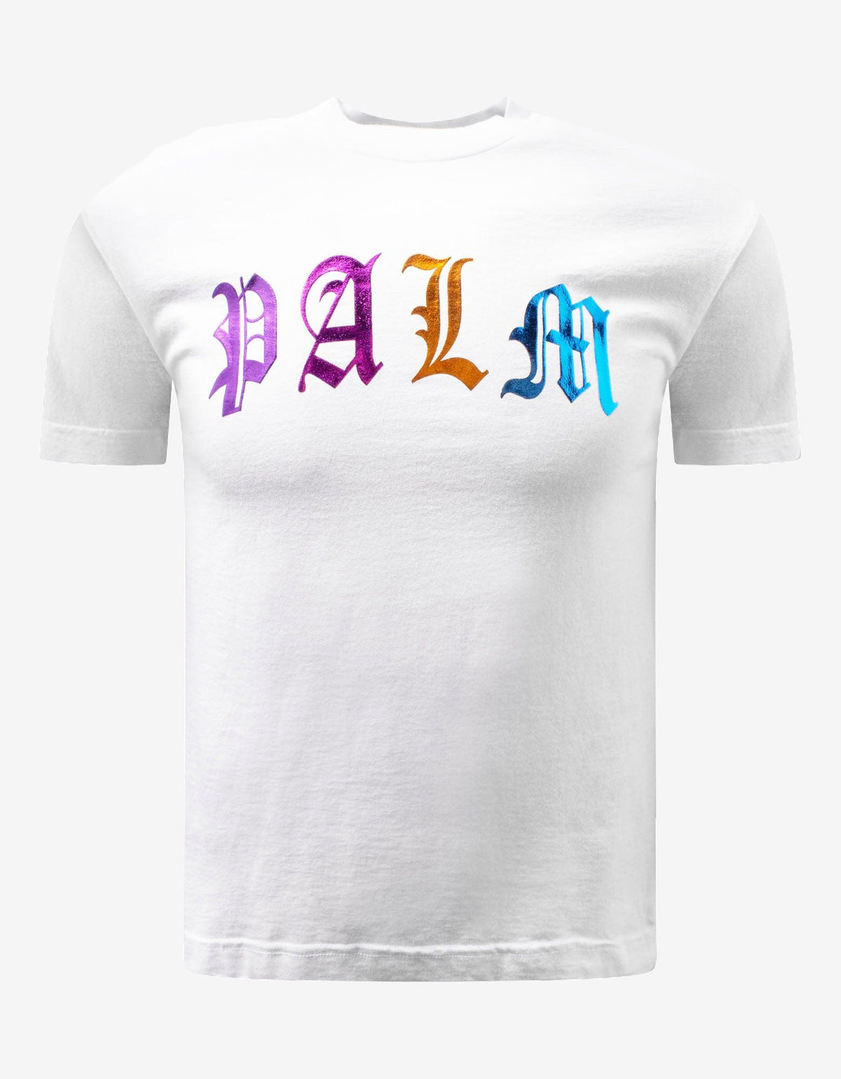 Palm Angels White Gothic Logo Print T-Shirt