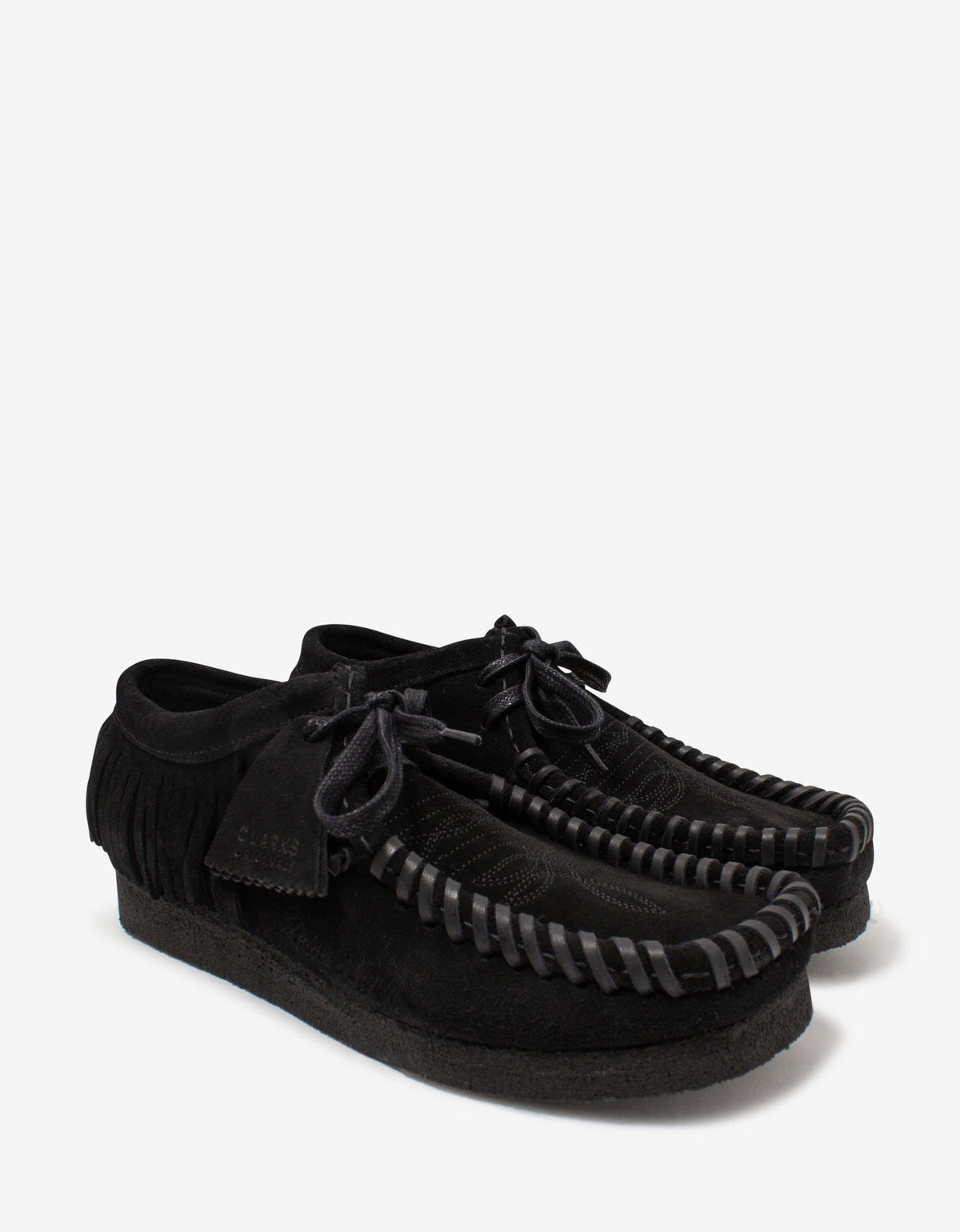 Palm Angels x Clarks Black Suede Fringed Wallabee Shoes