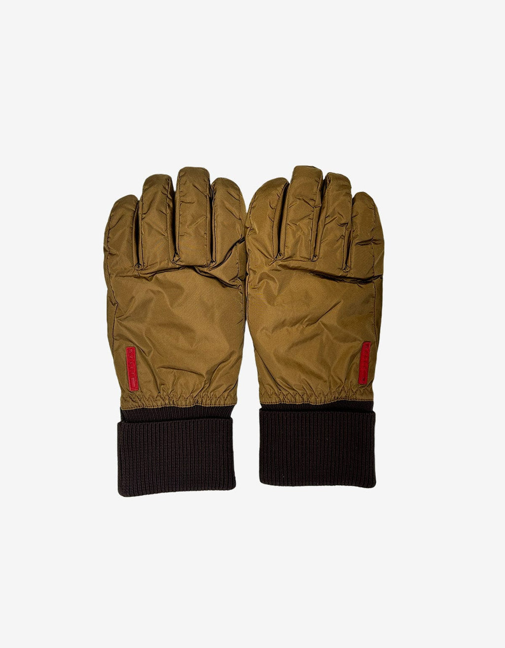 Prada Linea Rossa Brown Nylon Winter Ski Gloves With Textured Leather – mens designer fashion London – Zoo Fashions