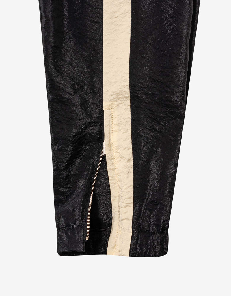 Saint Laurent Black Crinkle-Effect Monogram Sweat Pants