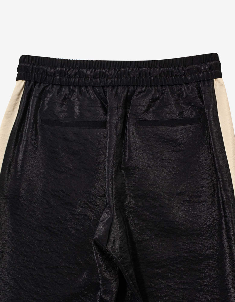 Saint Laurent Black Crinkle-Effect Monogram Sweat Pants