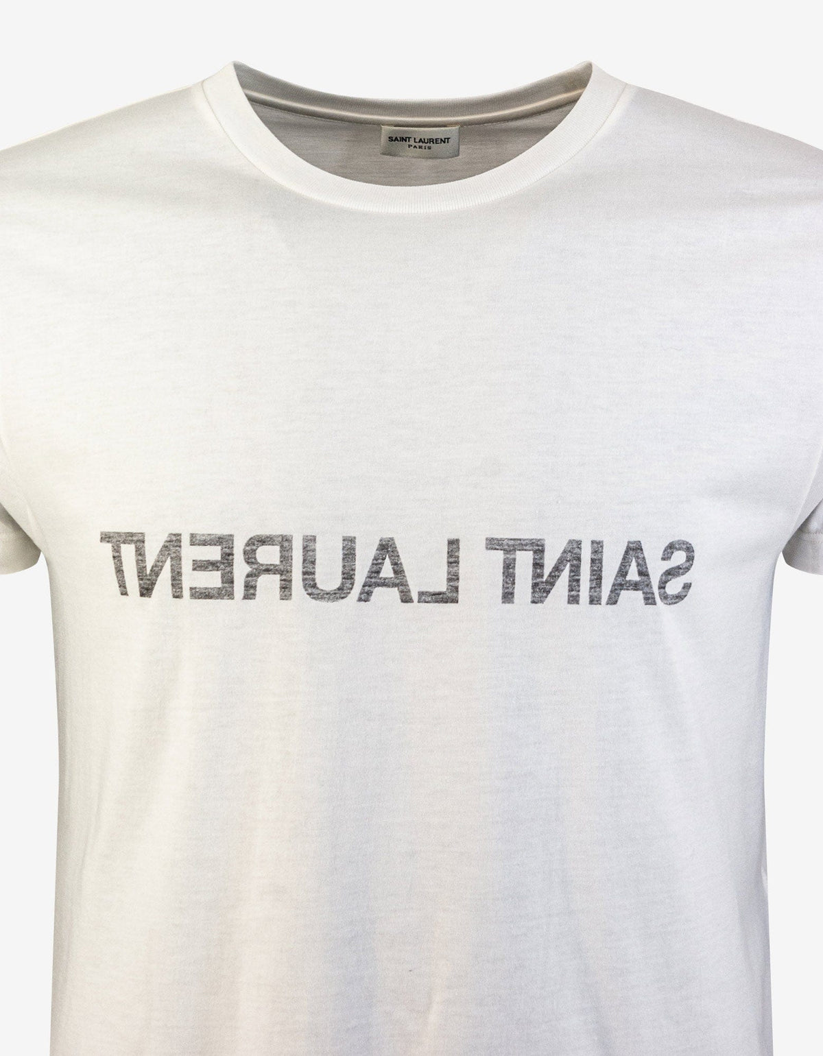 Saint Laurent Off-White Reverse Logo Print T-Shirt