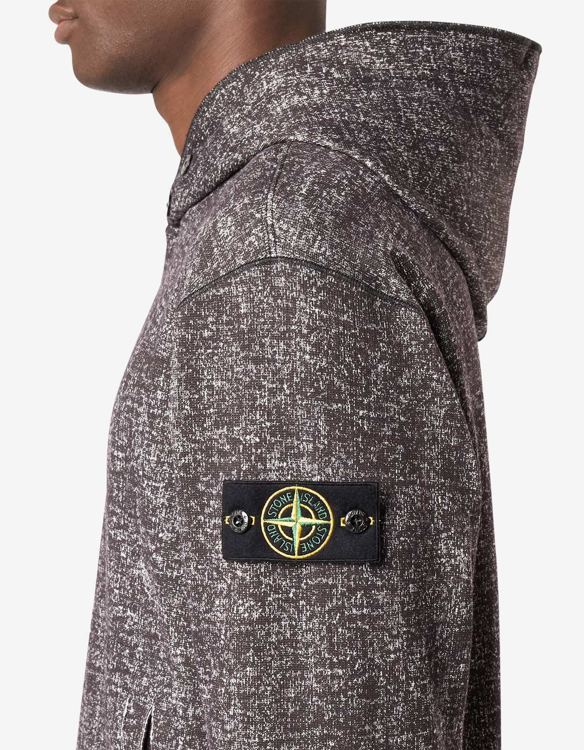 Stone Island Burgundy Melange Print Hoodie